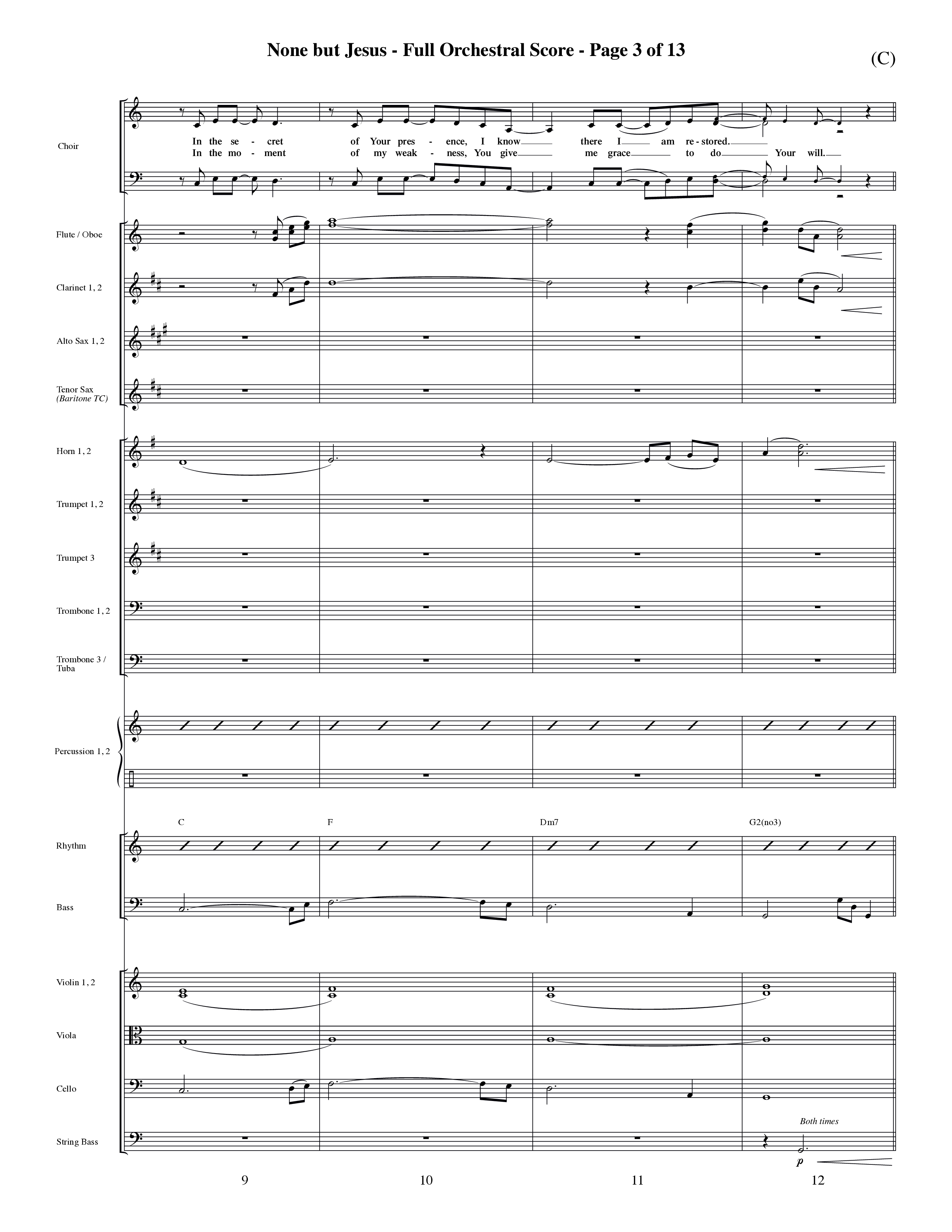 None But Jesus (Choral Anthem SATB) Orchestration (Word Music Choral / Orch. Ric Domenico)
