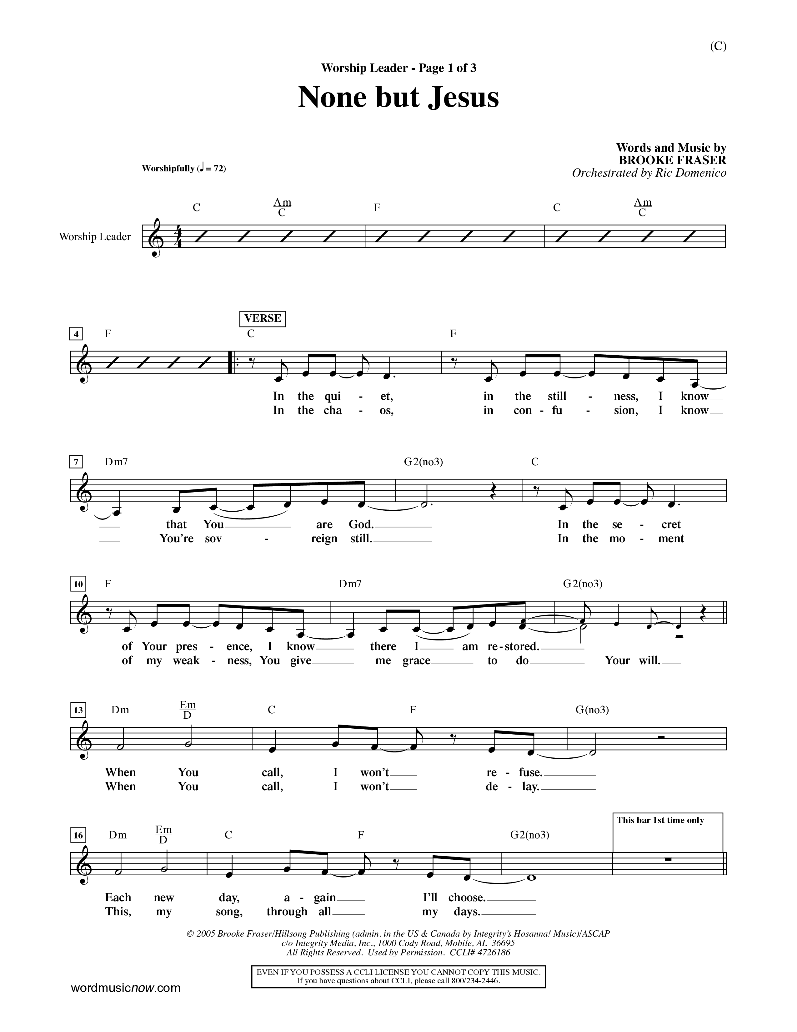 None But Jesus (Choral Anthem SATB) Rhythm Pack (Word Music Choral / Orch. Ric Domenico)