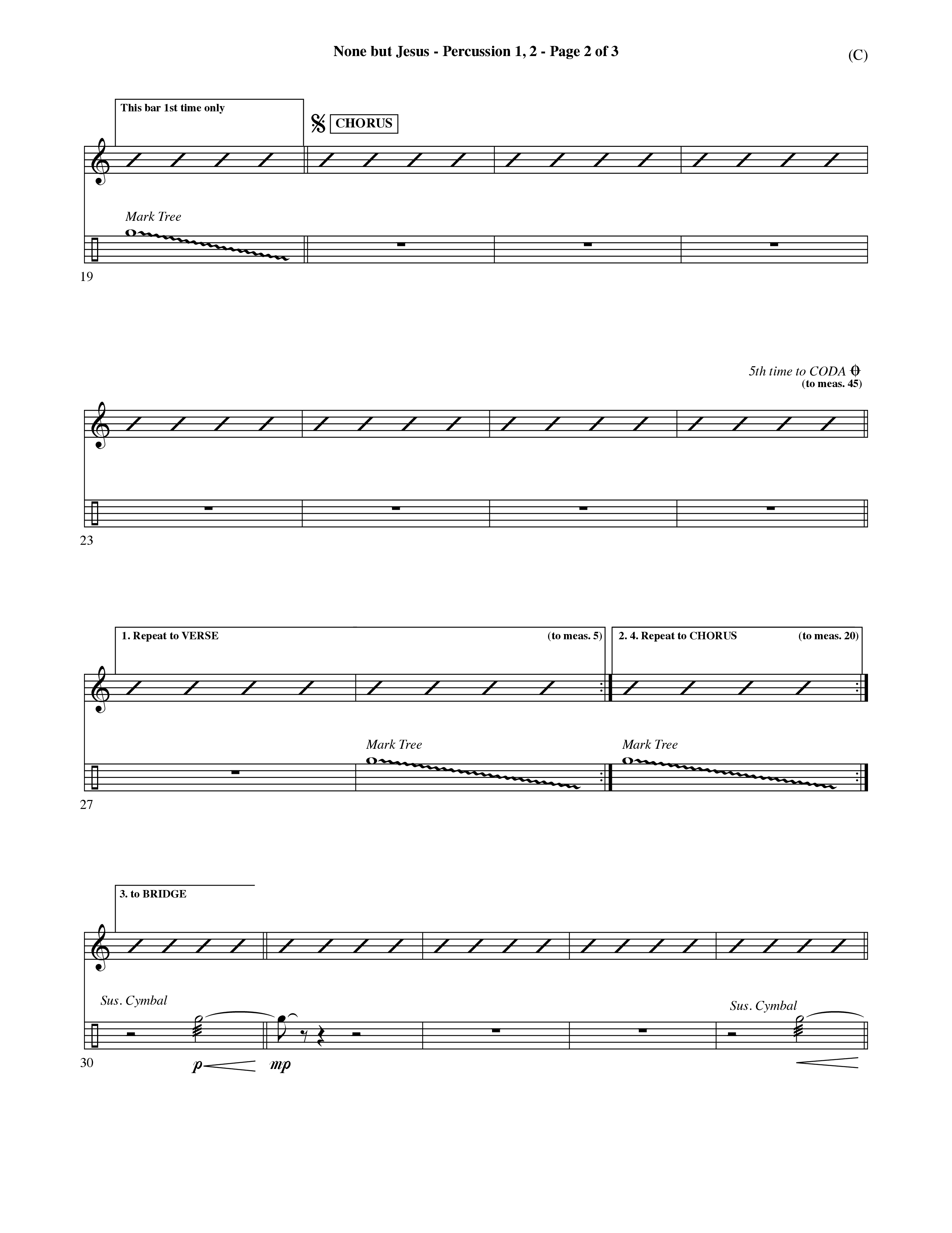 None But Jesus (Choral Anthem SATB) Percussion 1/2 (Word Music Choral / Orch. Ric Domenico)
