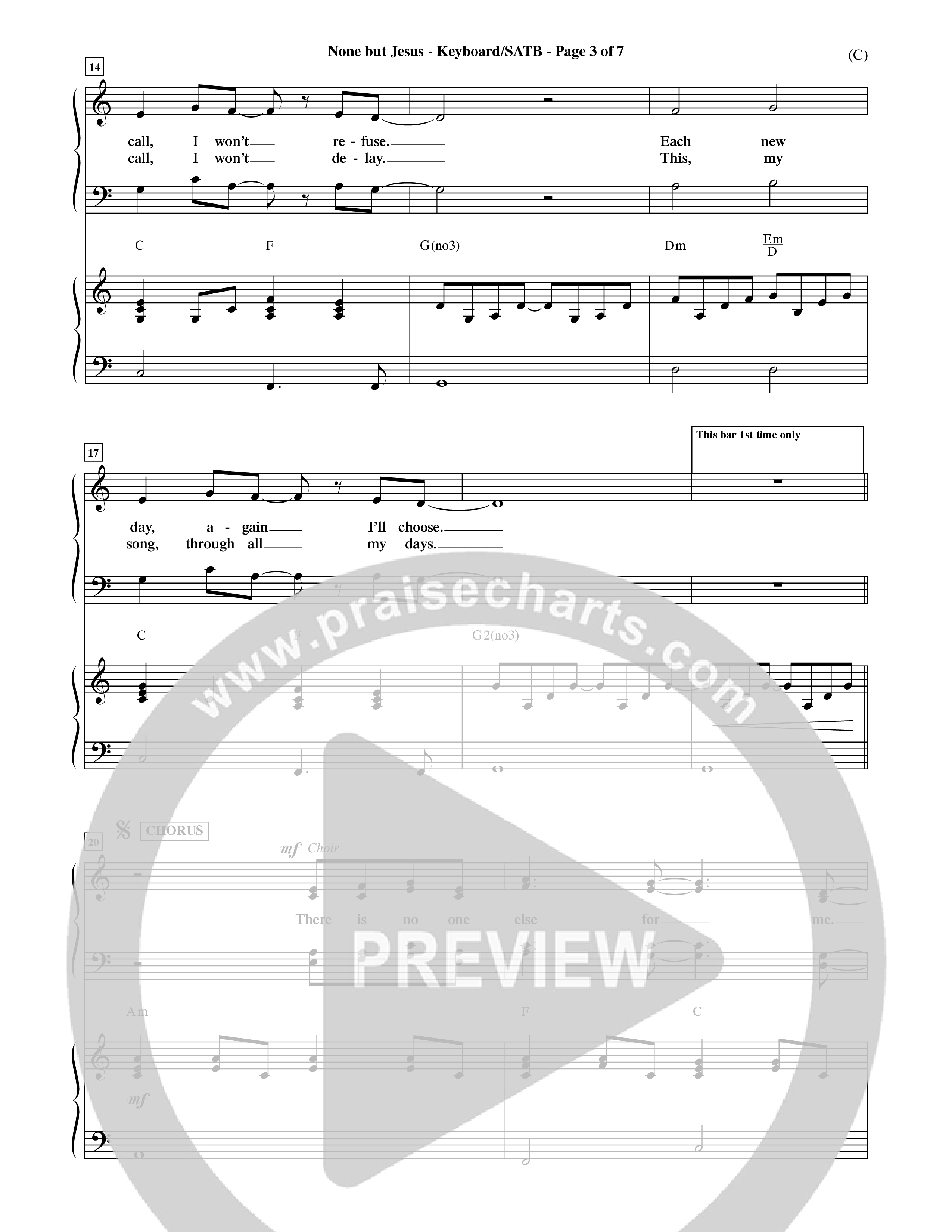 None But Jesus (Choral Anthem SATB) Keyboard/Vocal (SATB) (Word Music Choral / Orch. Ric Domenico)