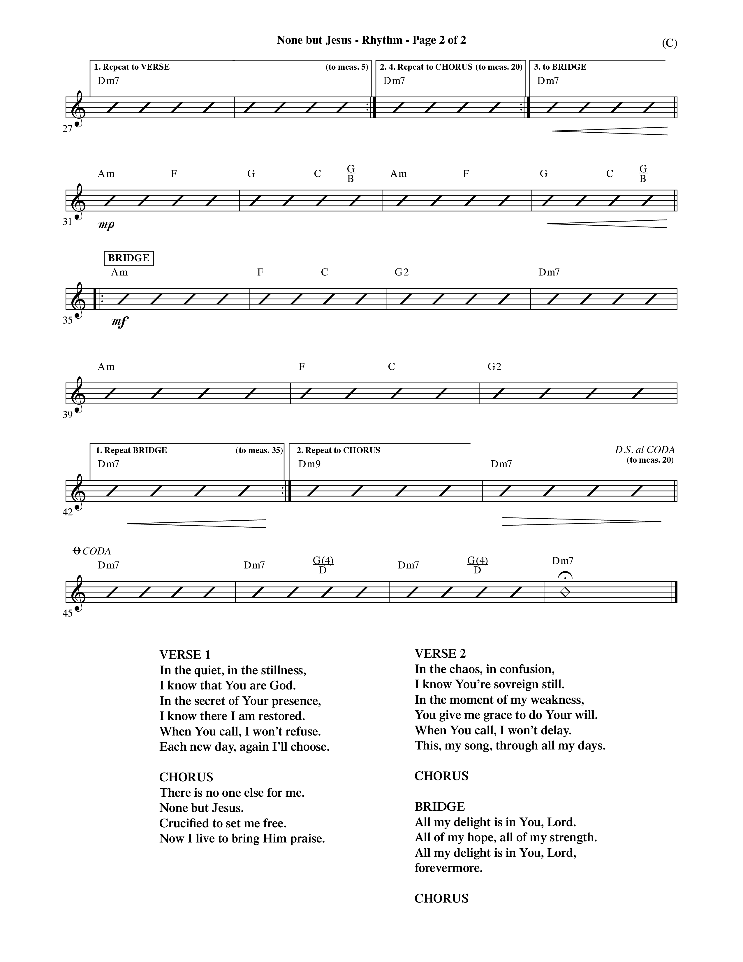 None But Jesus (Choral Anthem SATB) Rhythm Chart (Word Music Choral / Orch. Ric Domenico)