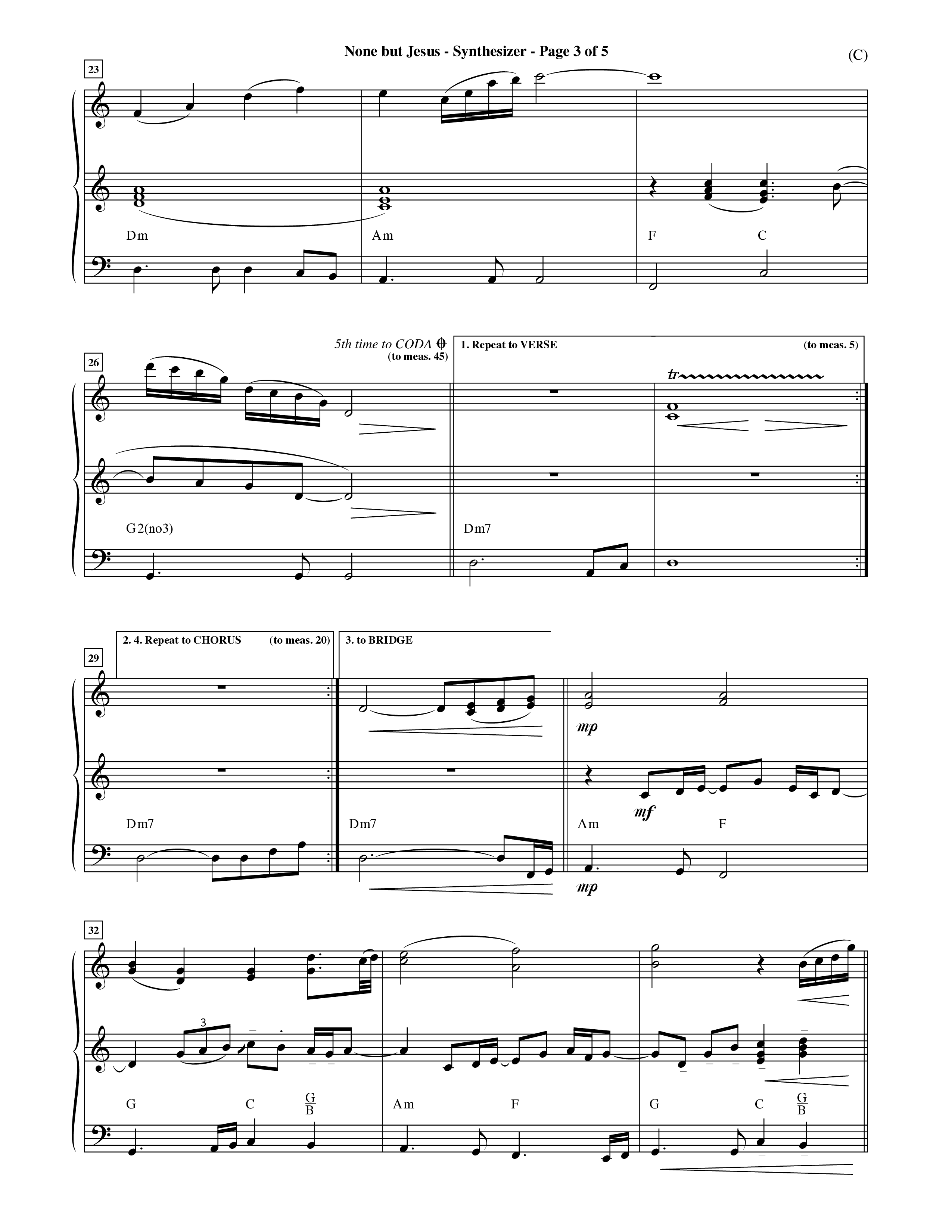 None But Jesus (Choral Anthem SATB) Synth (Word Music Choral / Orch. Ric Domenico)