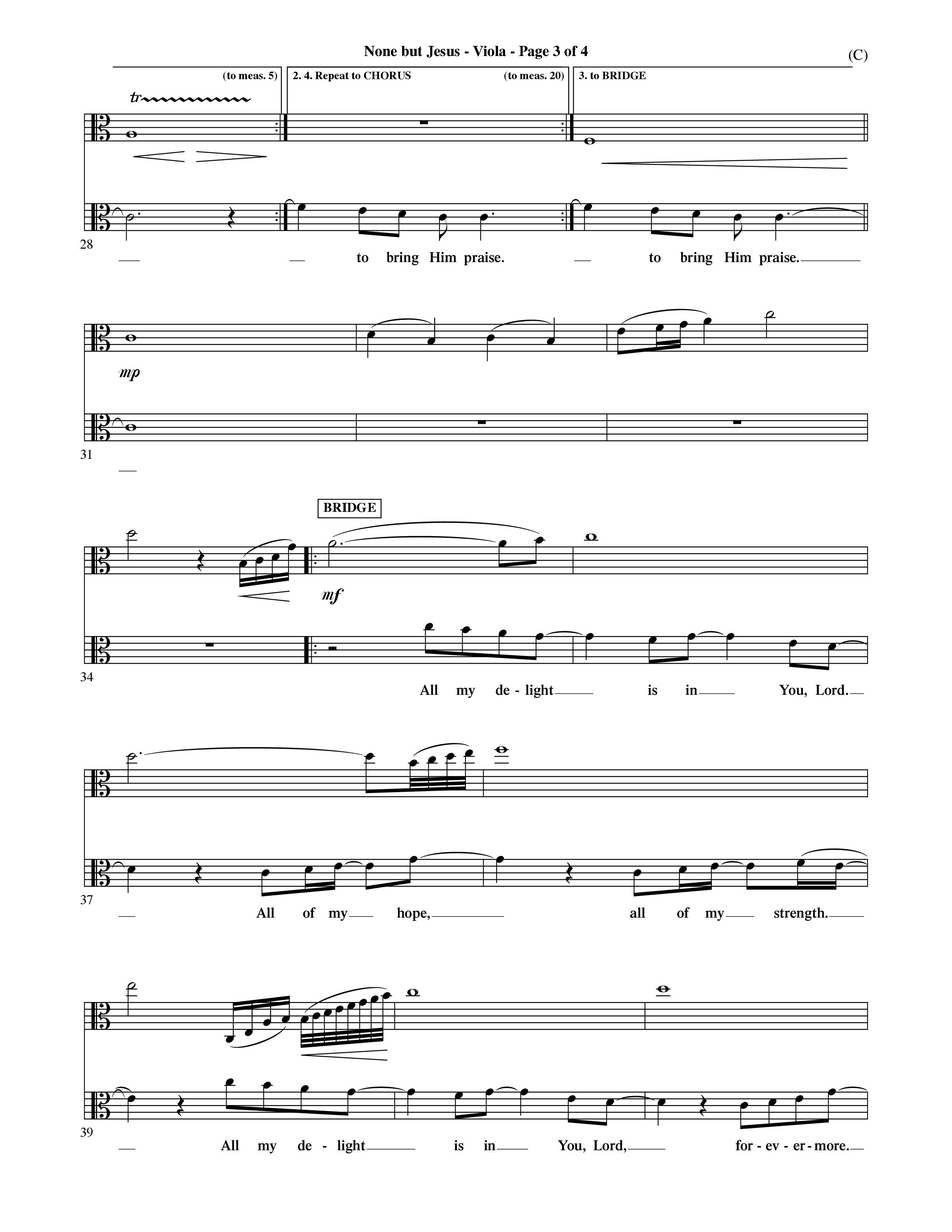 None But Jesus (Choral Anthem SATB) Viola (Word Music Choral / Orch. Ric Domenico)