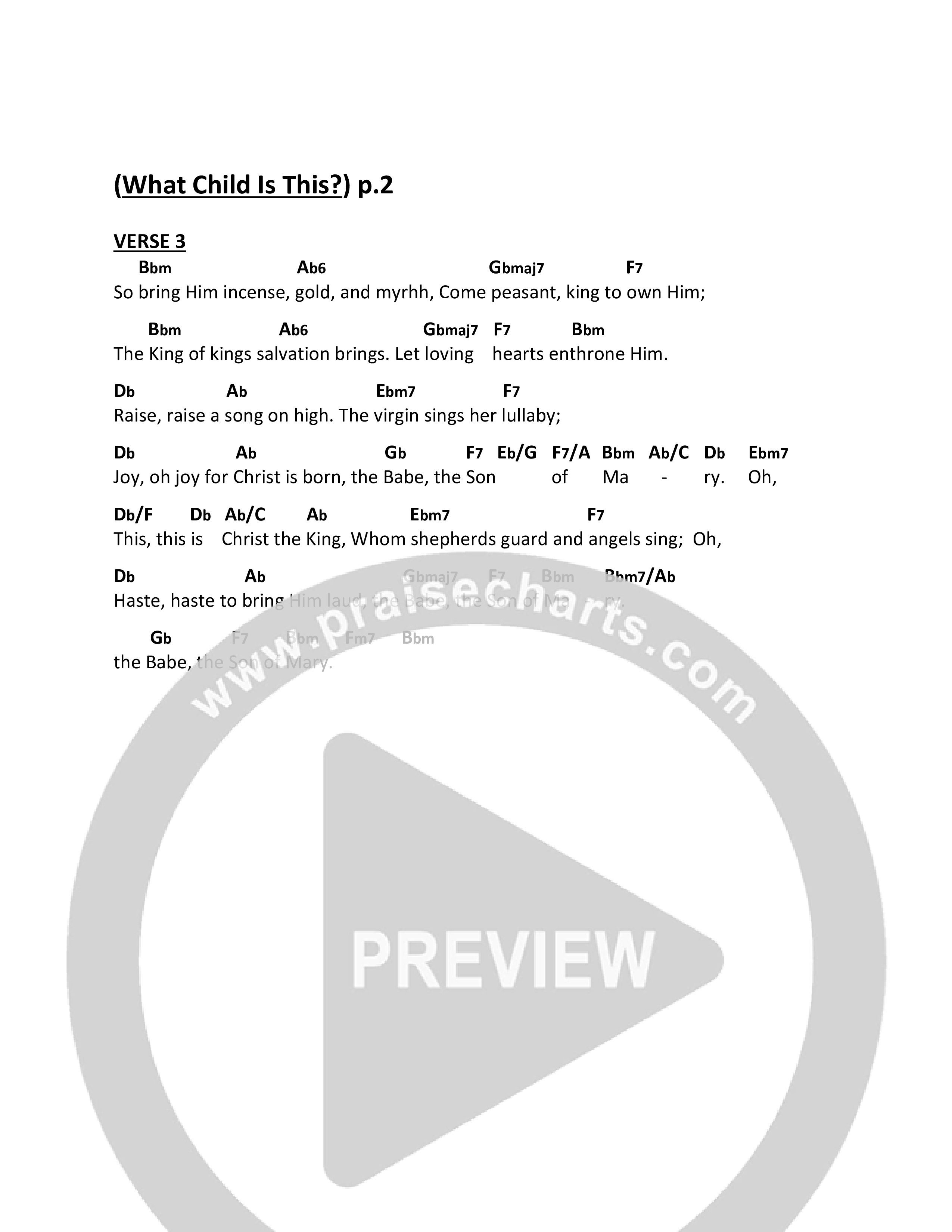 What Child Is This Chord Chart (Sarah Kroger)
