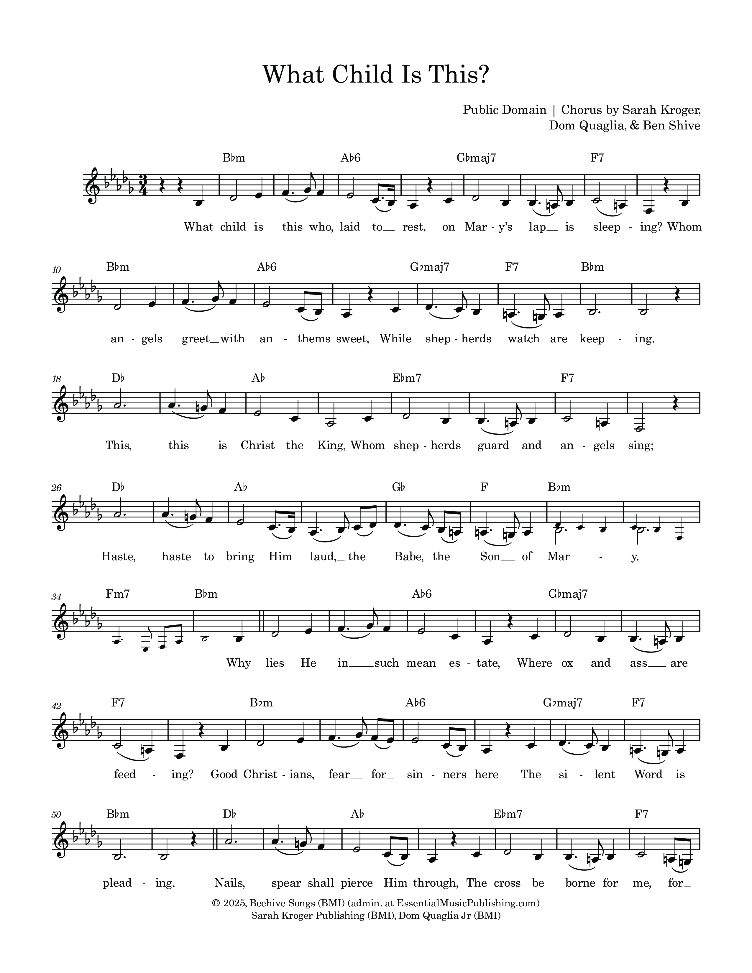 What Child Is This Lead Sheet Melody (Sarah Kroger)
