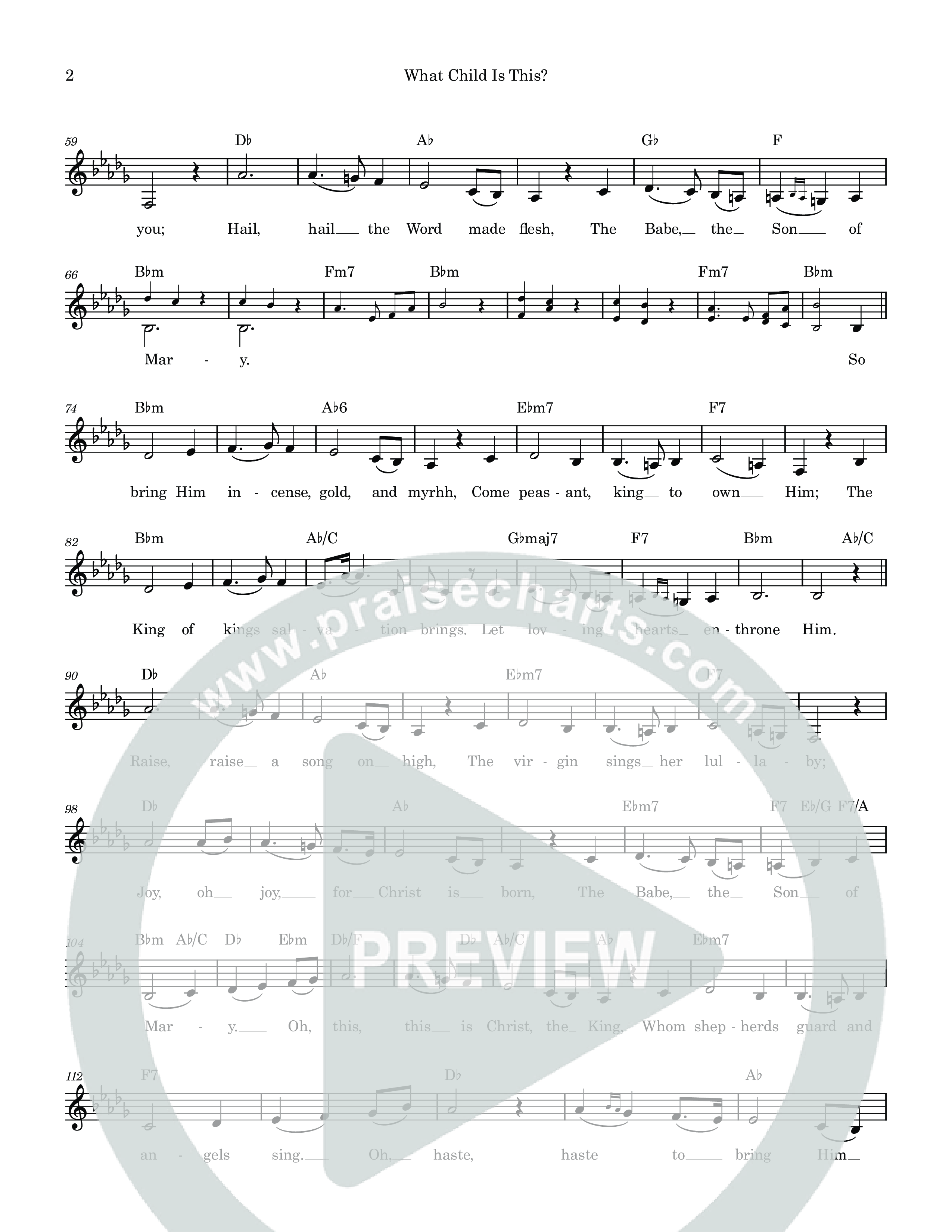 What Child Is This Lead Sheet Melody (Sarah Kroger)