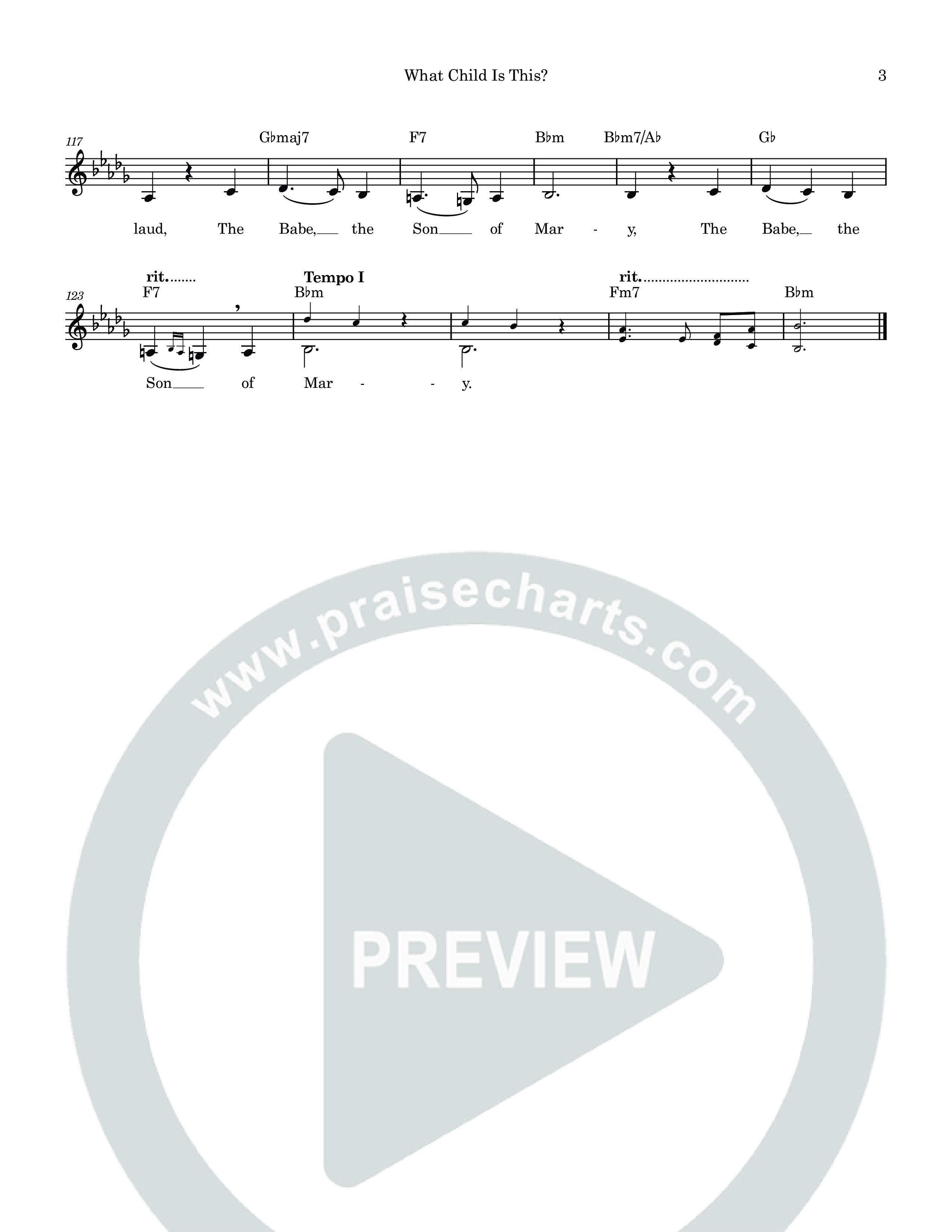 What Child Is This Lead Sheet Melody (Sarah Kroger)