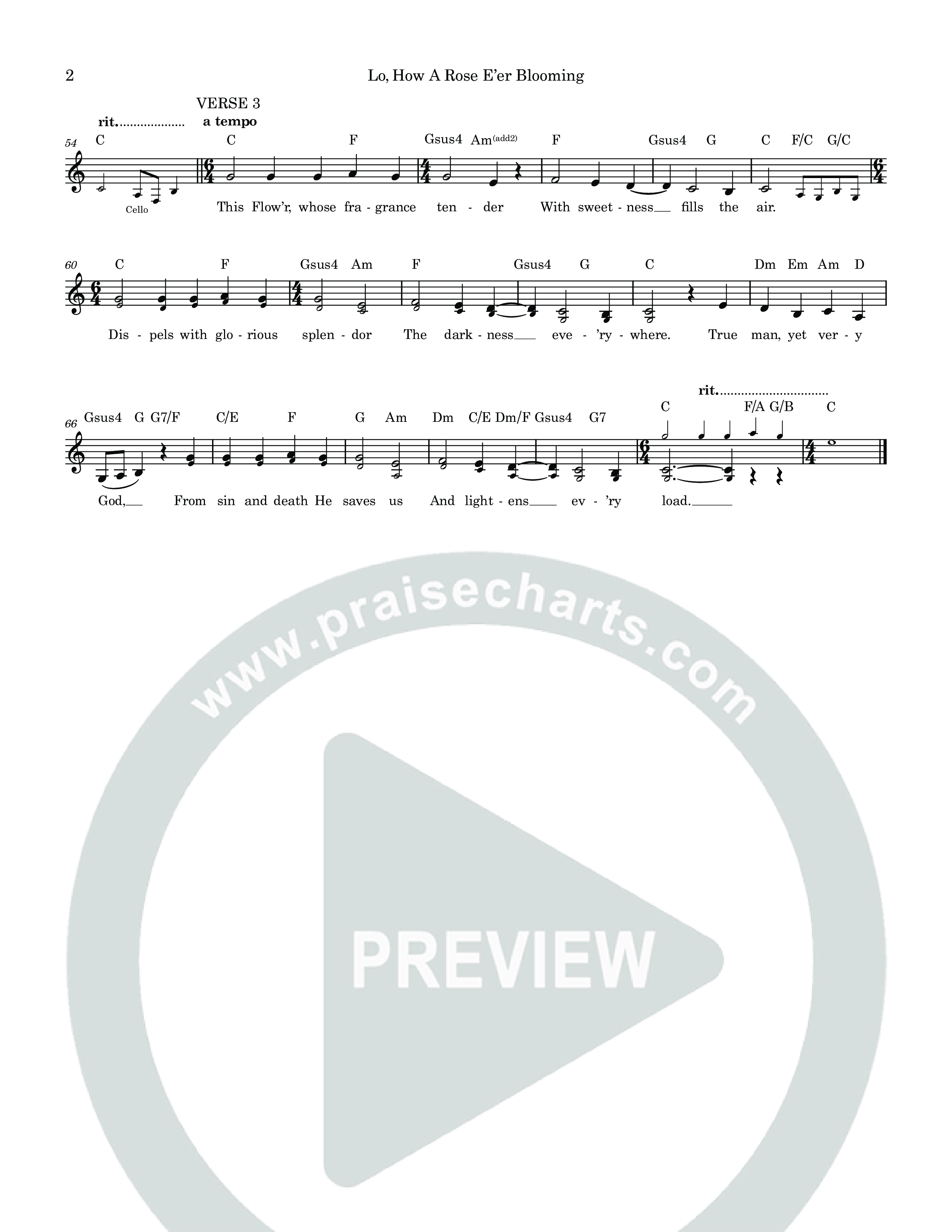 Lo How A Rose Er Blooming Lead Sheet (SAT) (Sarah Kroger)