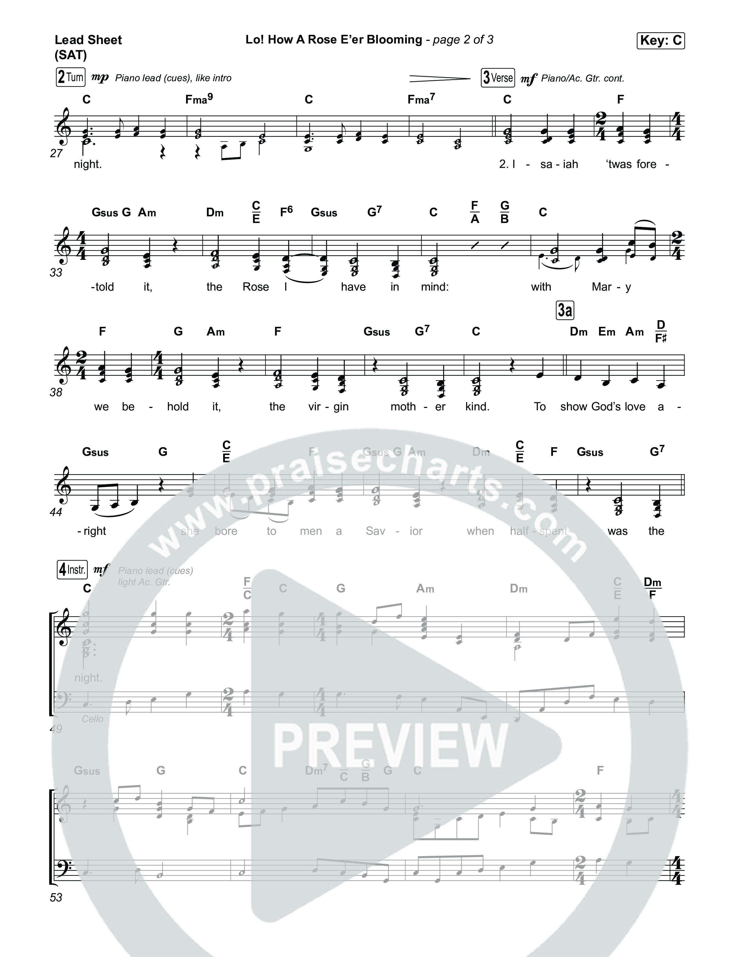 Lo How A Rose Er Blooming Lead Sheet (SAT) (Sarah Kroger)
