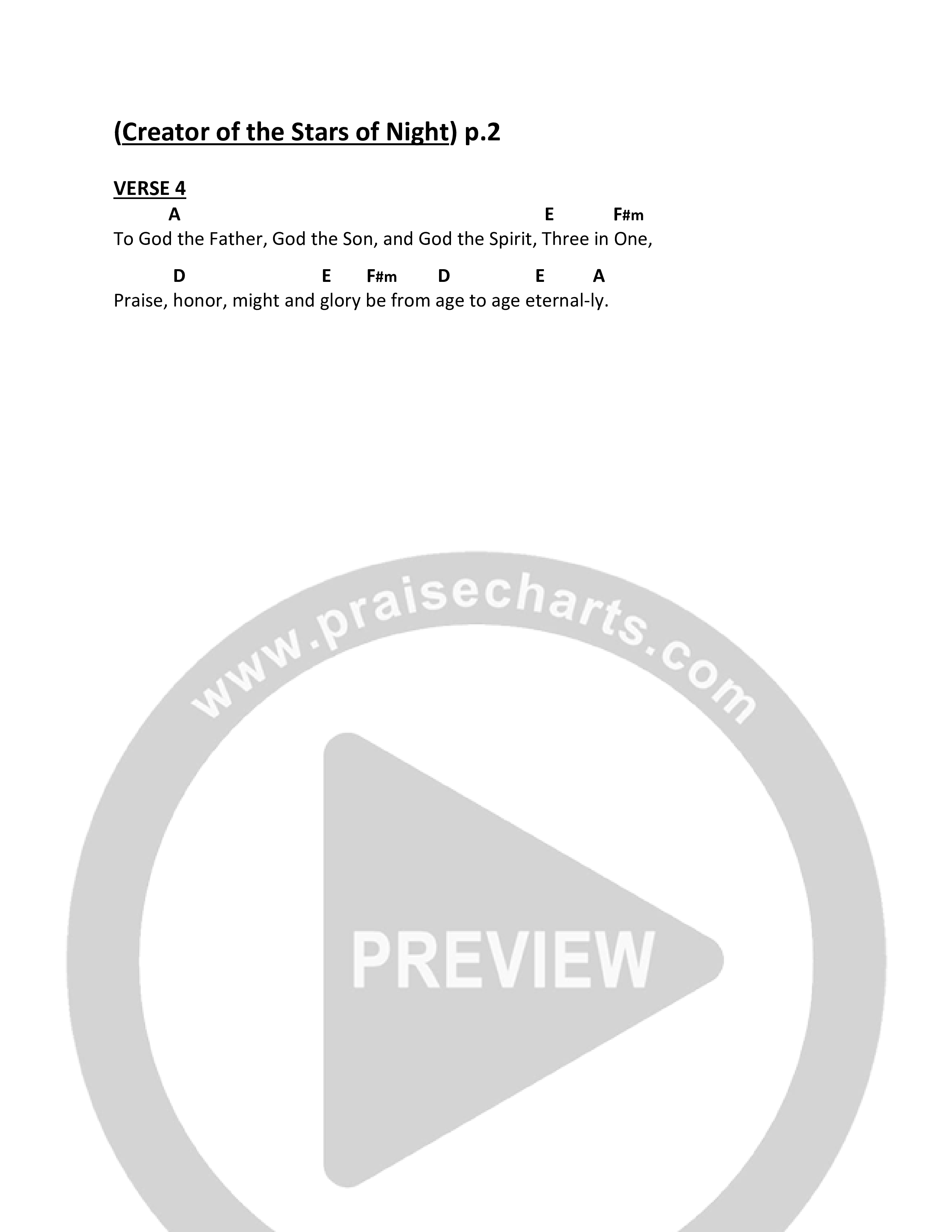 Creator Of The Stars Of Night Chord Chart (Sarah Kroger)