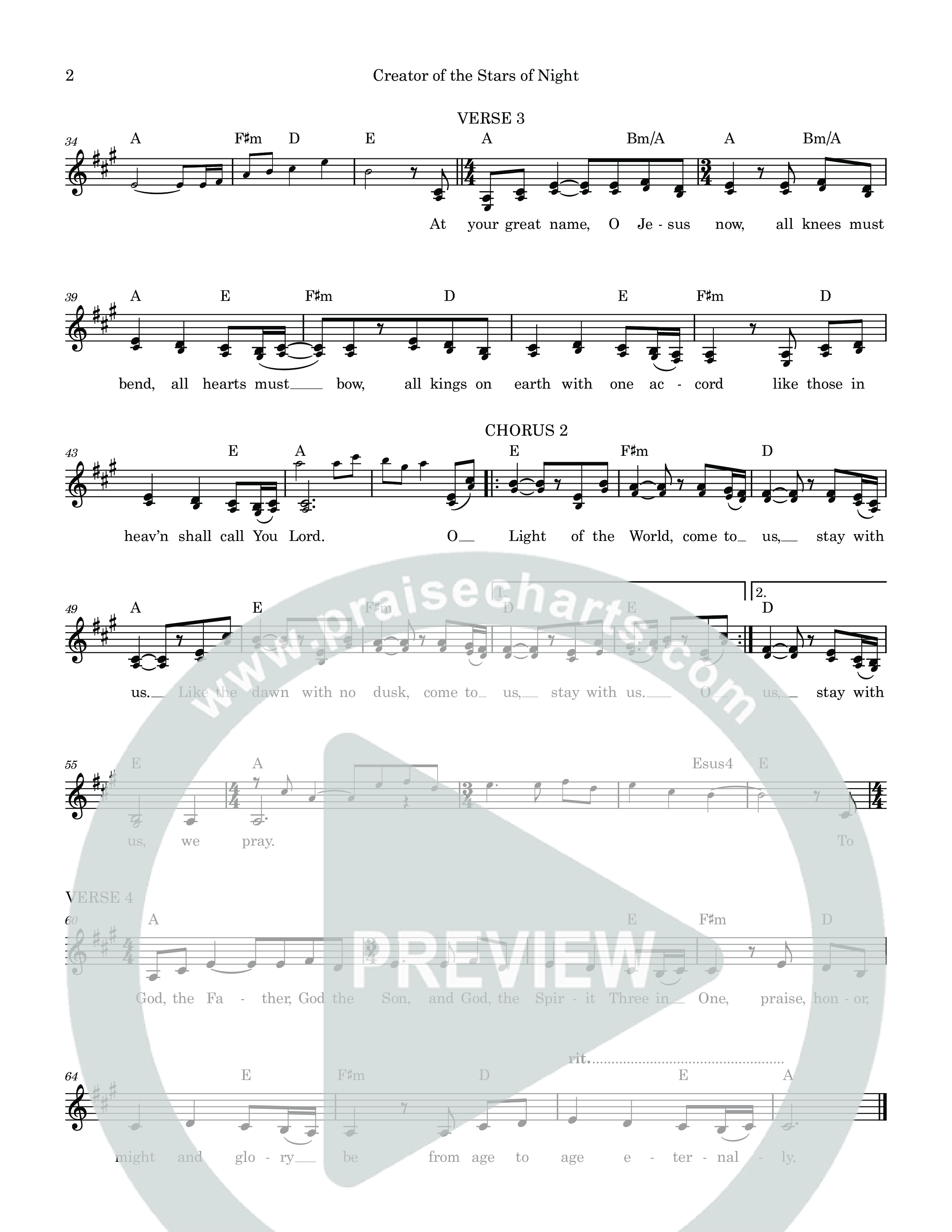 Creator Of The Stars Of Night Lead Sheet (SAT) (Sarah Kroger)