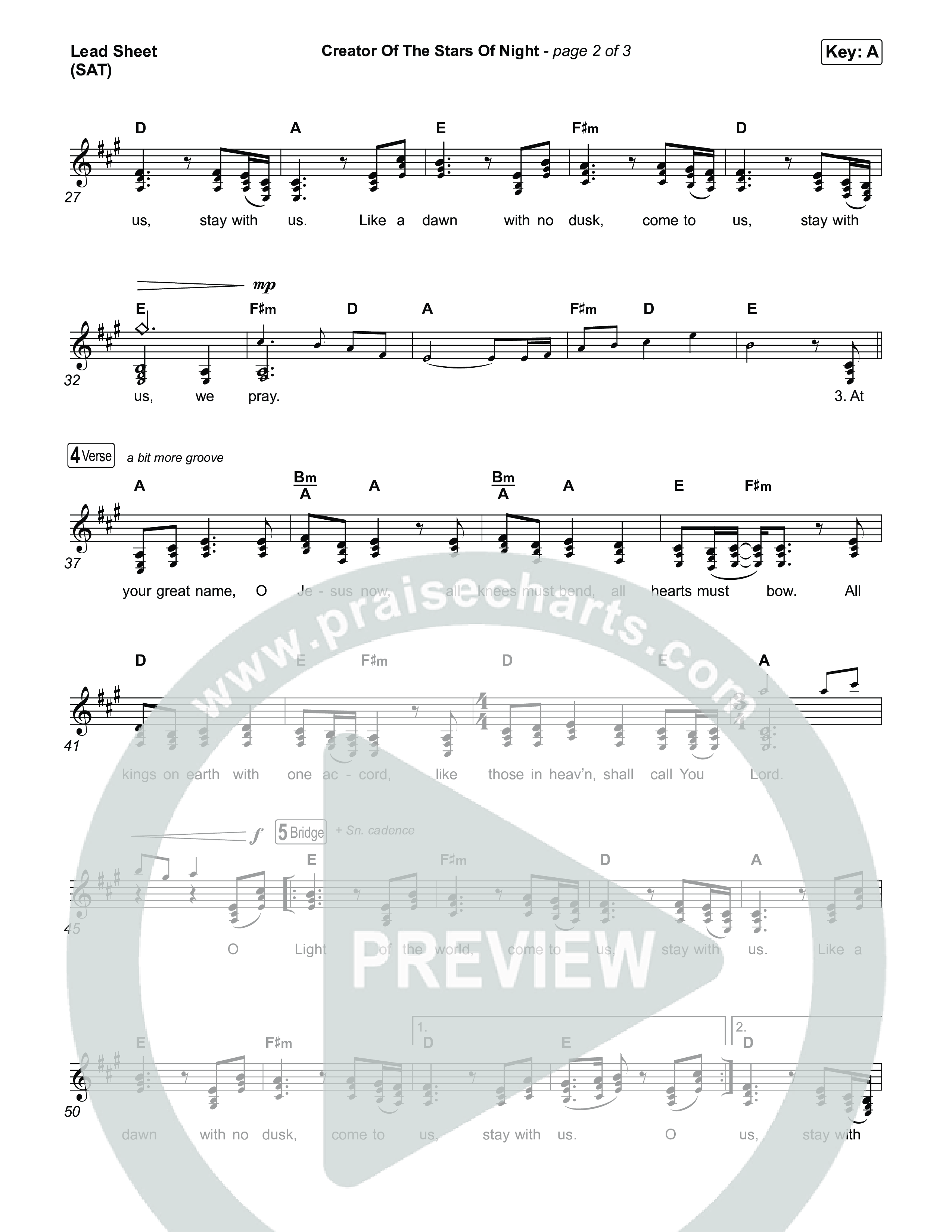 Creator Of The Stars Of Night Lead Sheet (SAT) (Sarah Kroger)
