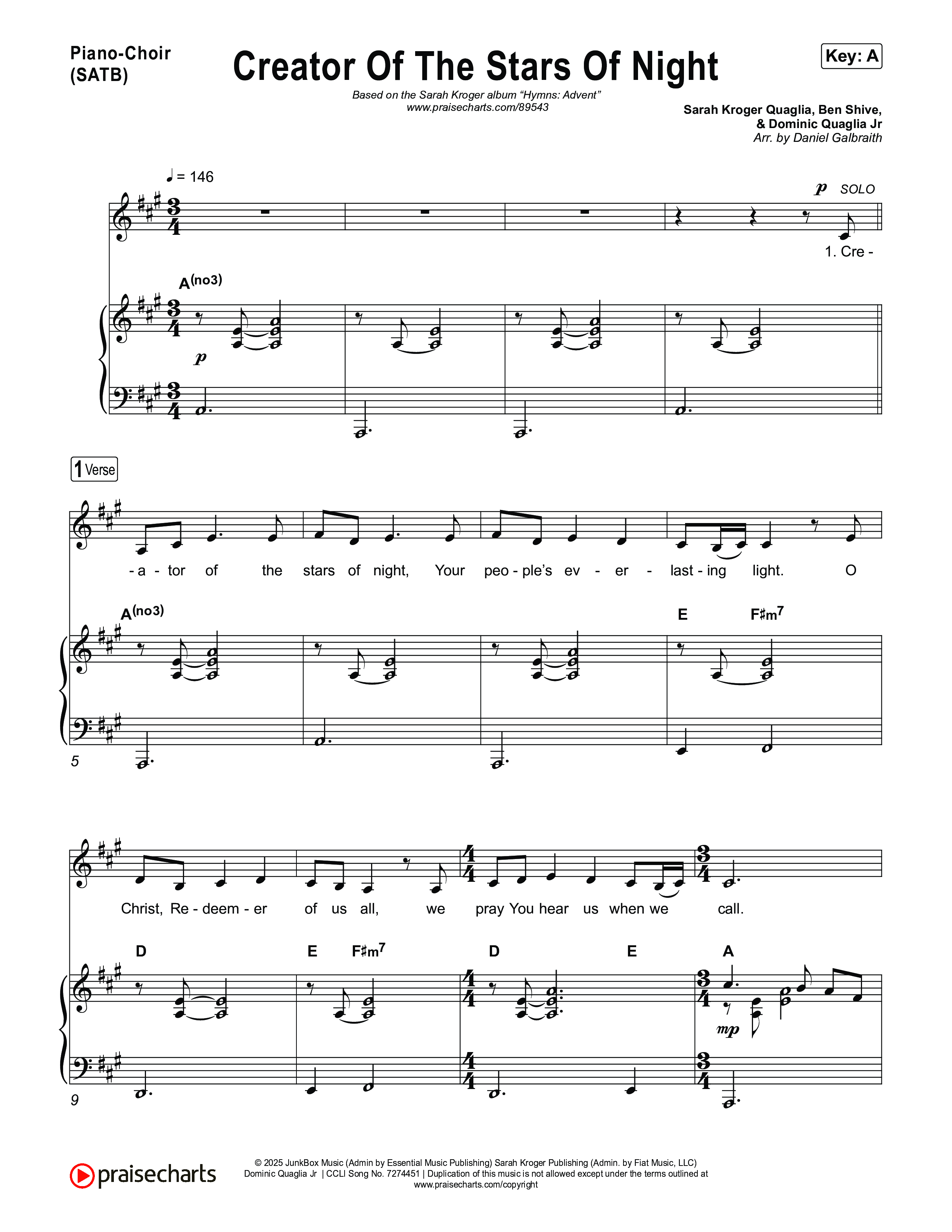 Creator Of The Stars Of Night Piano/Vocal Pack (Sarah Kroger)