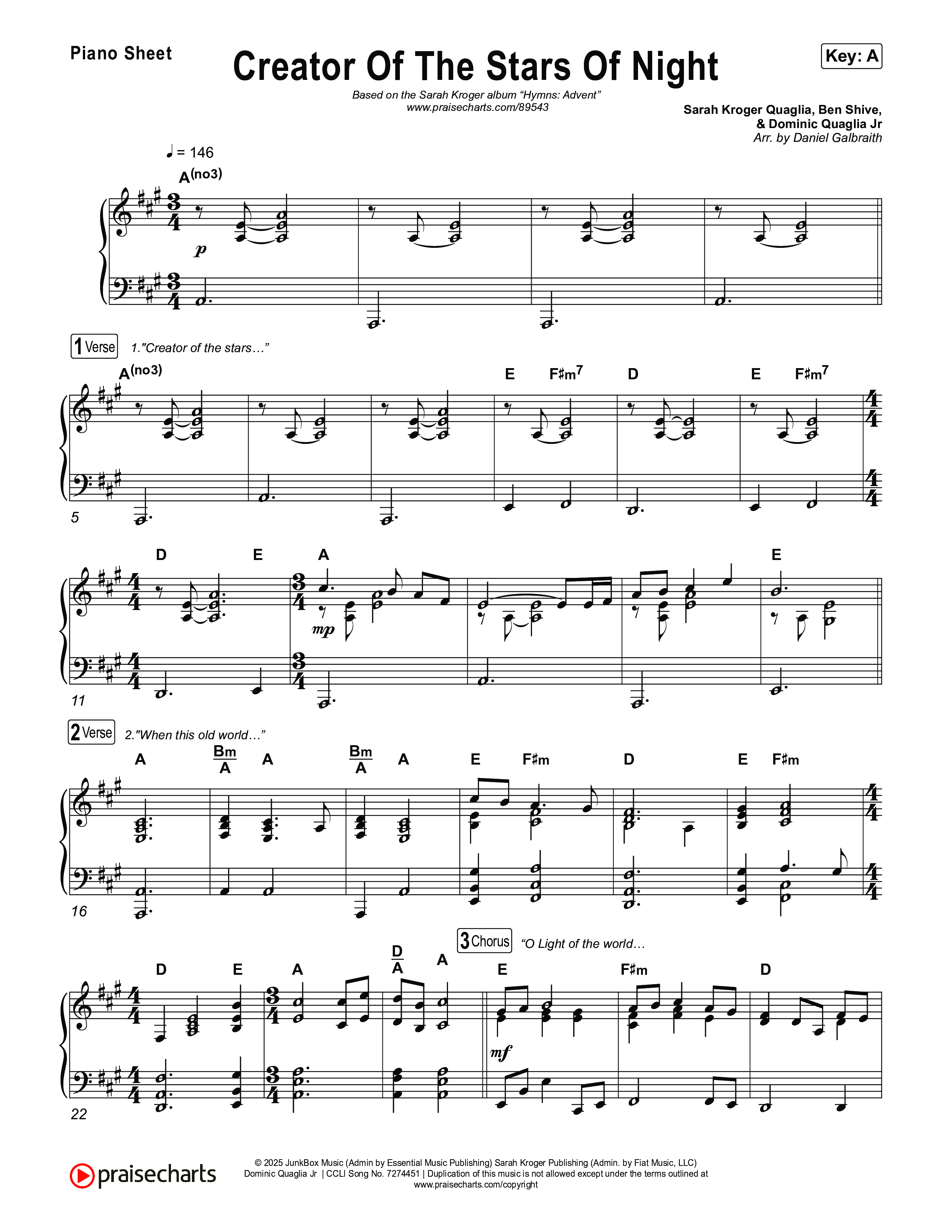 Creator Of The Stars Of Night Piano Sheet (Sarah Kroger)