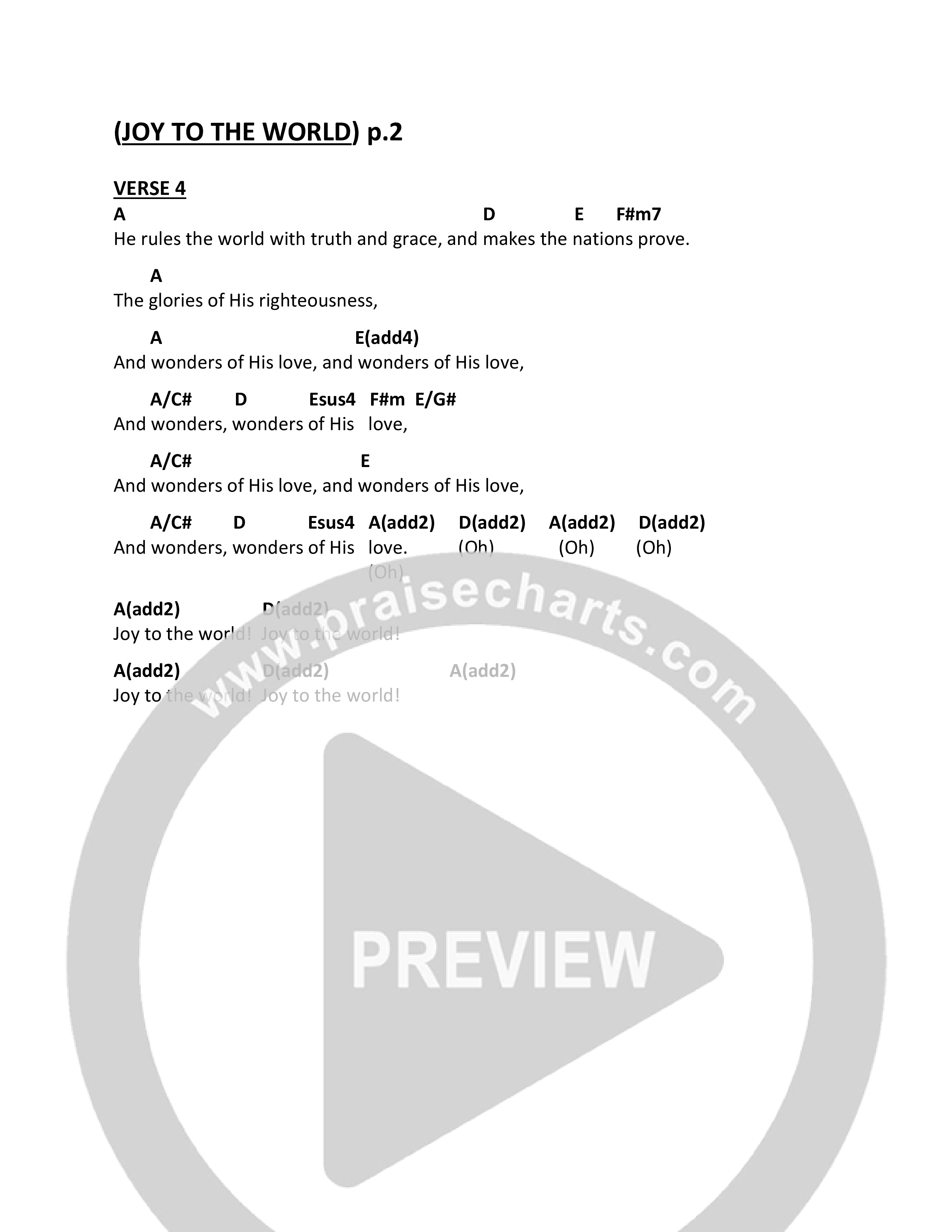 Joy To The World Chord Chart (Sarah Kroger)
