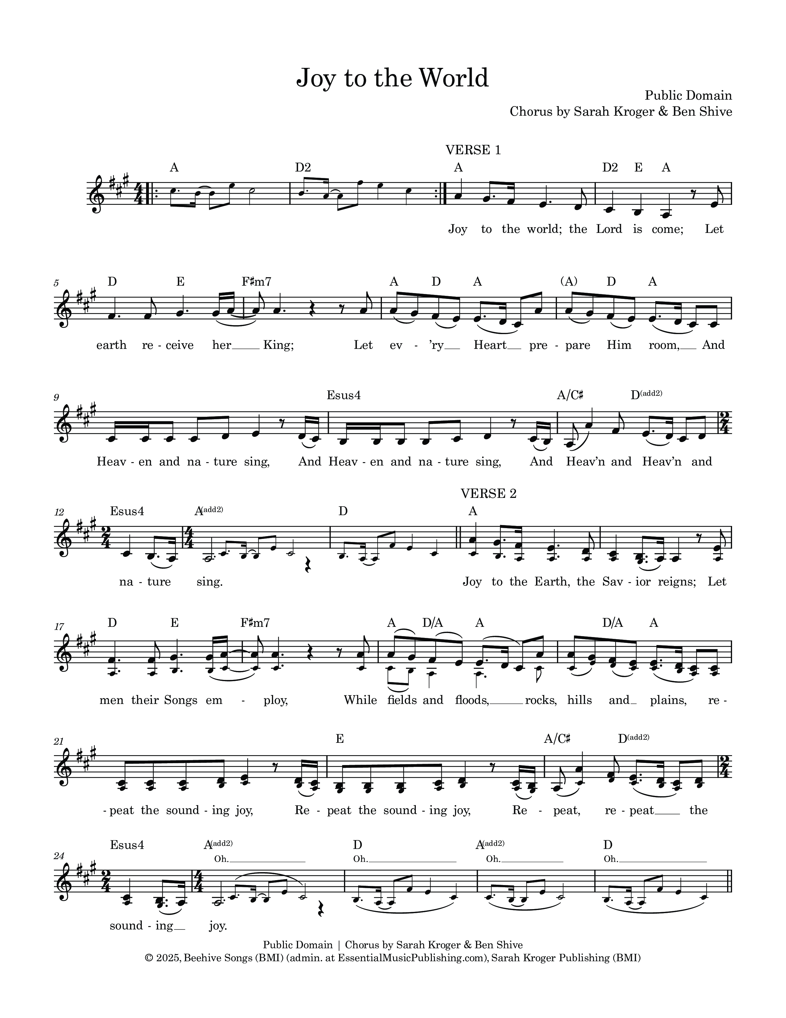 Joy To The World Lead Sheet (SAT) (Sarah Kroger)