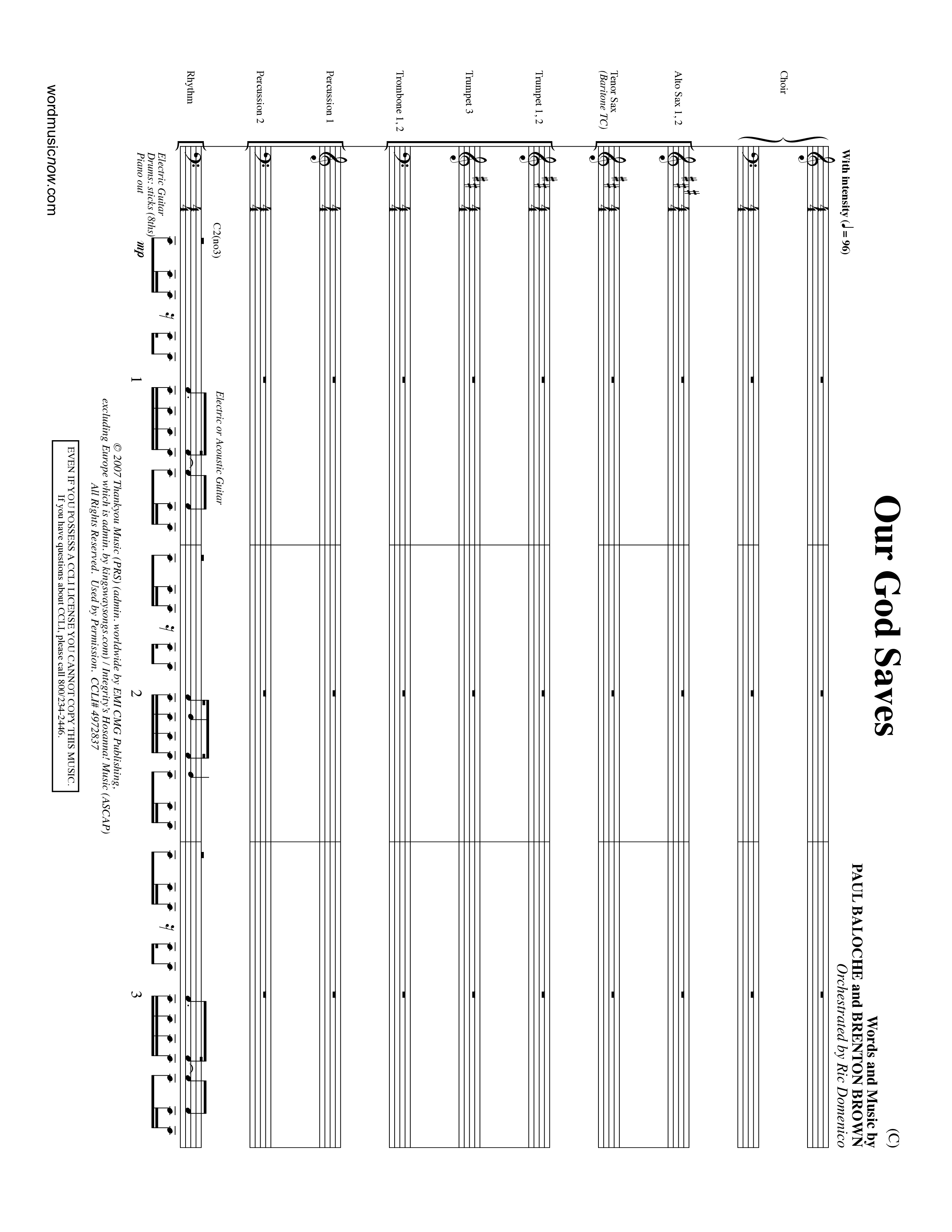Our God Saves (Choral Anthem SATB) Conductor's Score (Word Music Choral / Orch. Ric Domenico)