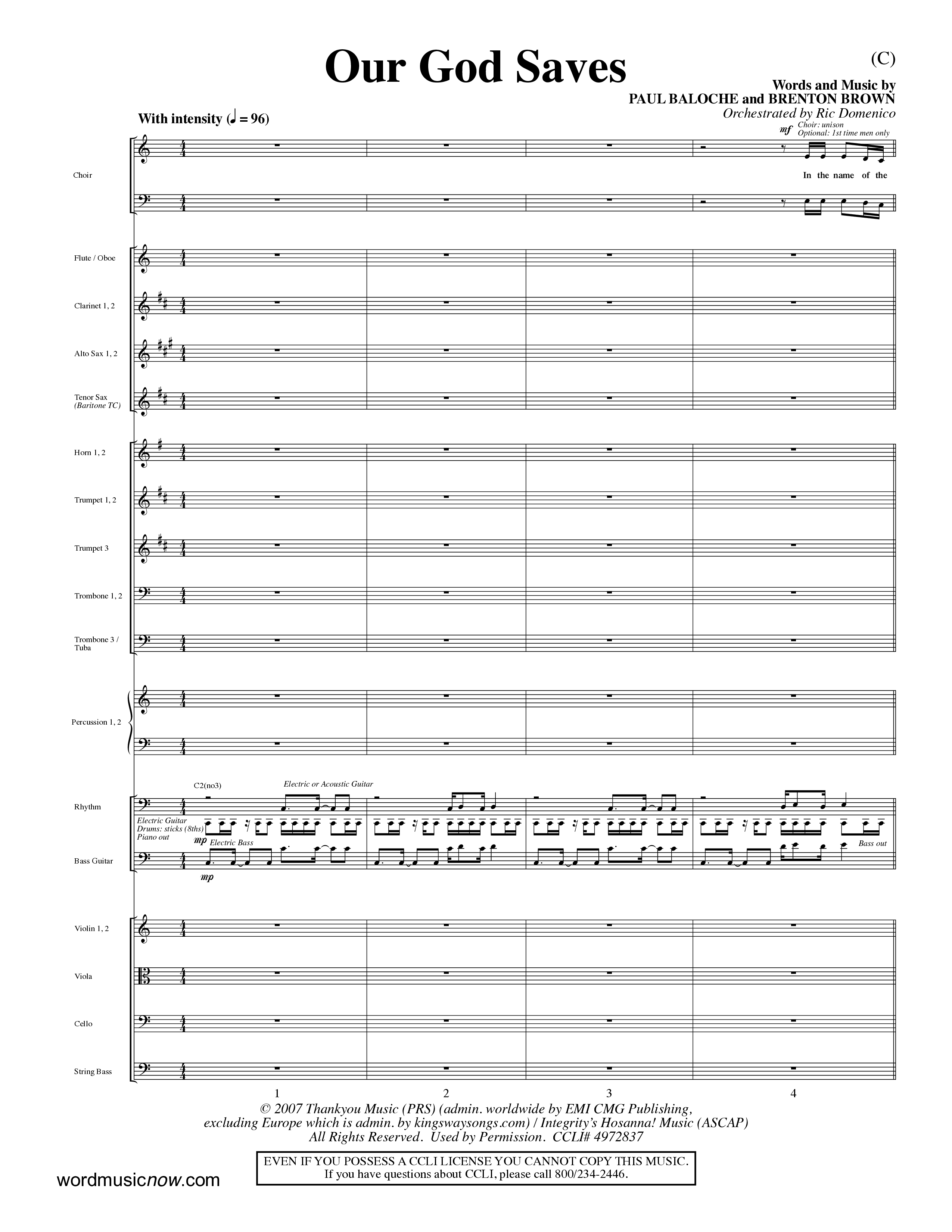 Our God Saves (Choral Anthem SATB) Orchestration (Word Music Choral / Orch. Ric Domenico)