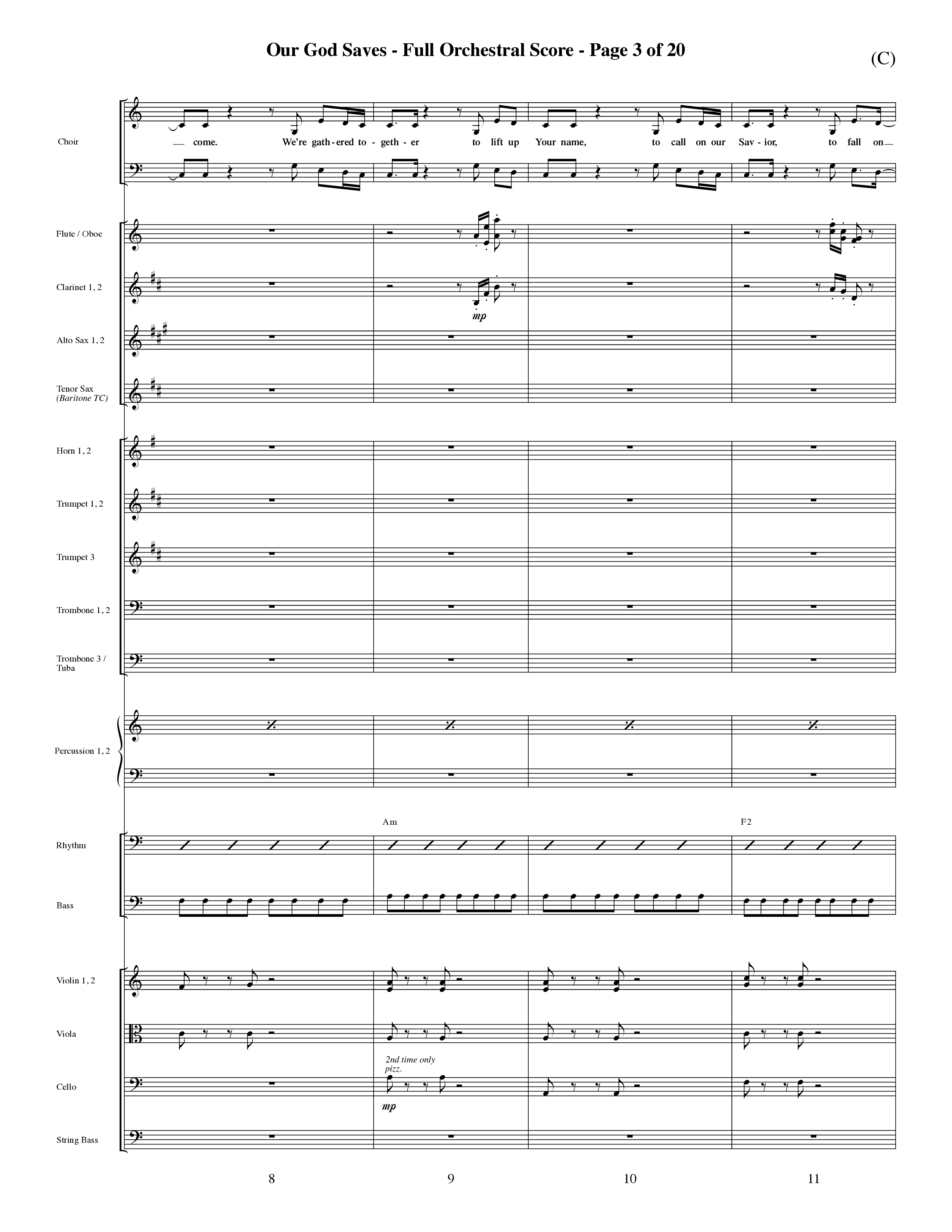 Our God Saves (Choral Anthem SATB) Orchestration (Word Music Choral / Orch. Ric Domenico)