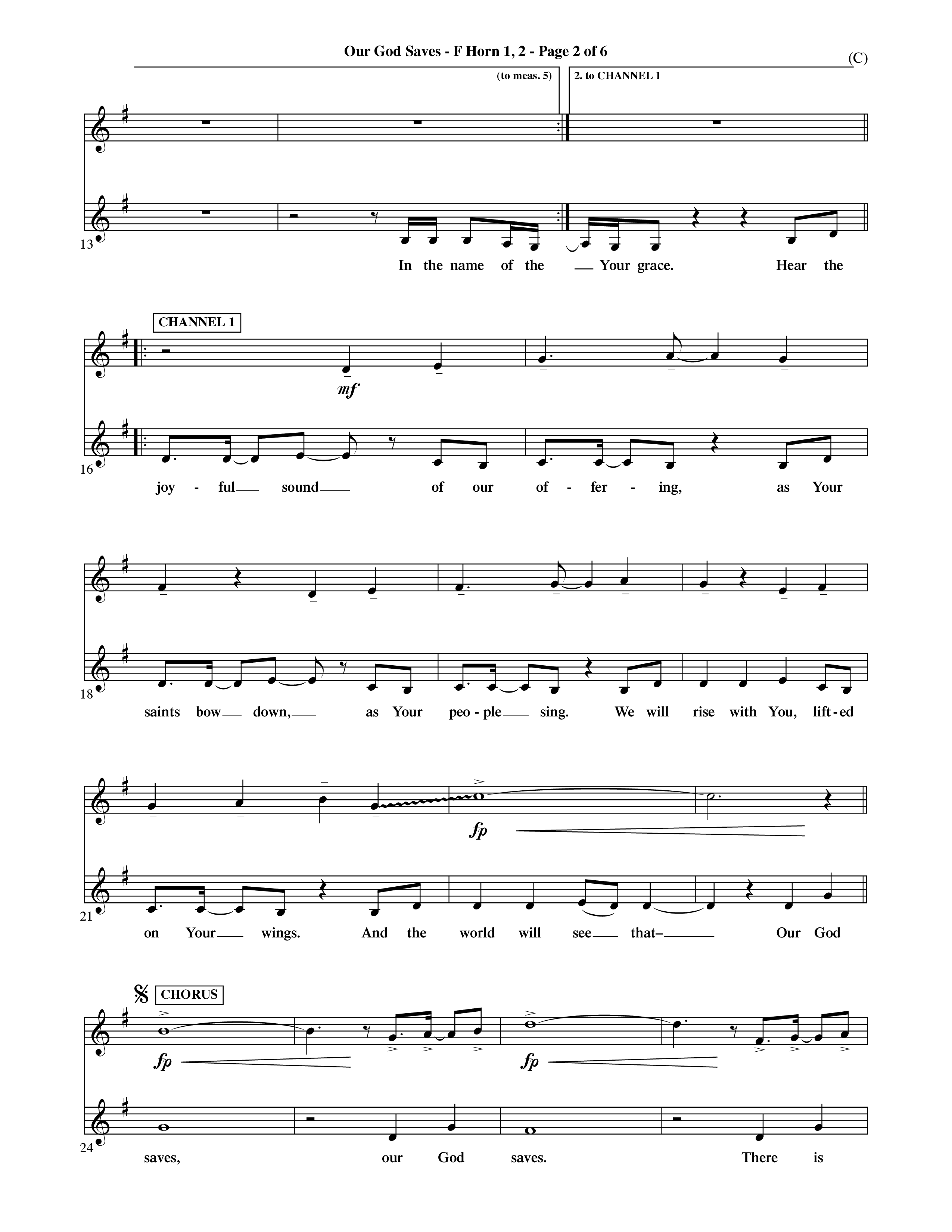 Our God Saves (Choral Anthem SATB) French Horn (Word Music Choral / Orch. Ric Domenico)