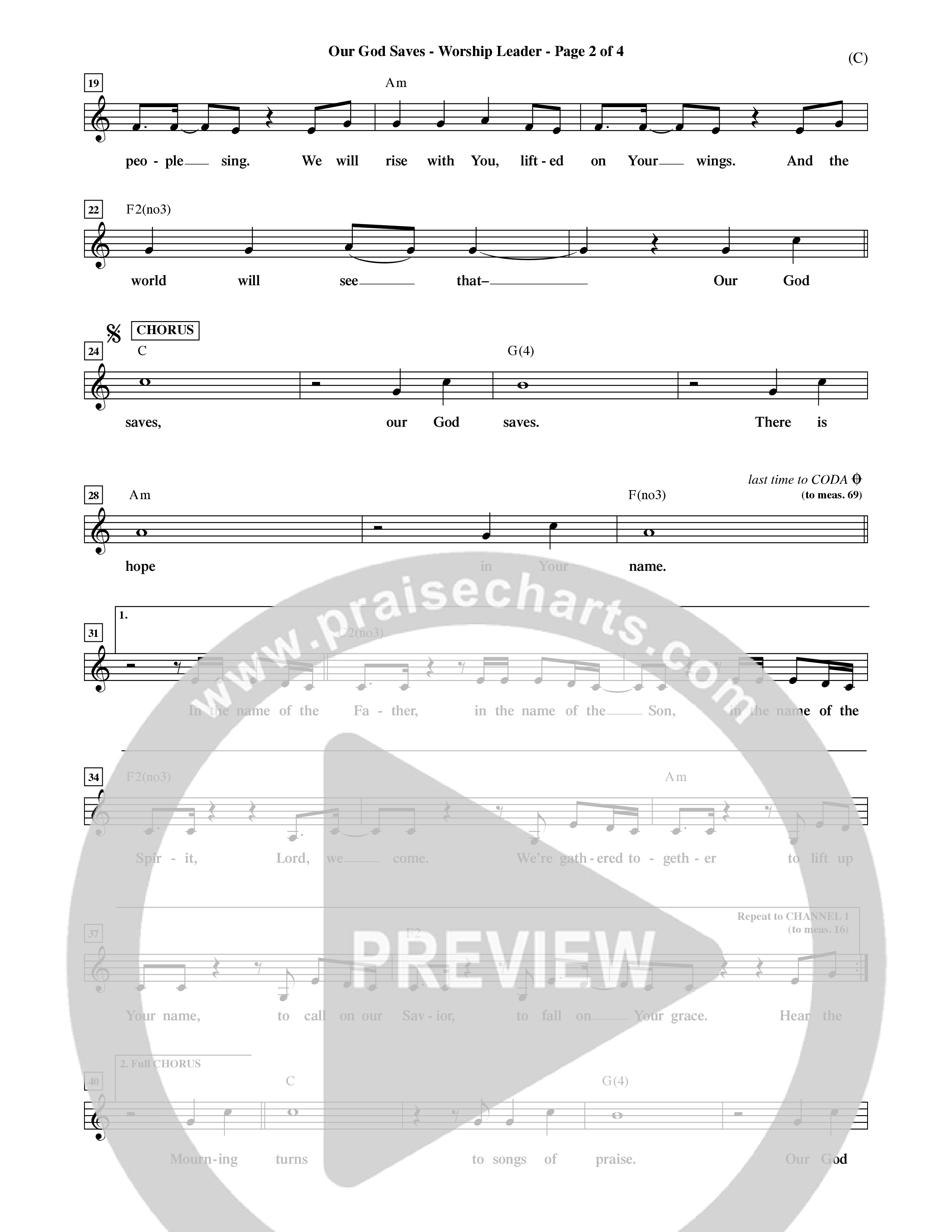 Our God Saves (Choral Anthem SATB) Lead Sheet (Mel) (Word Music Choral / Orch. Ric Domenico)