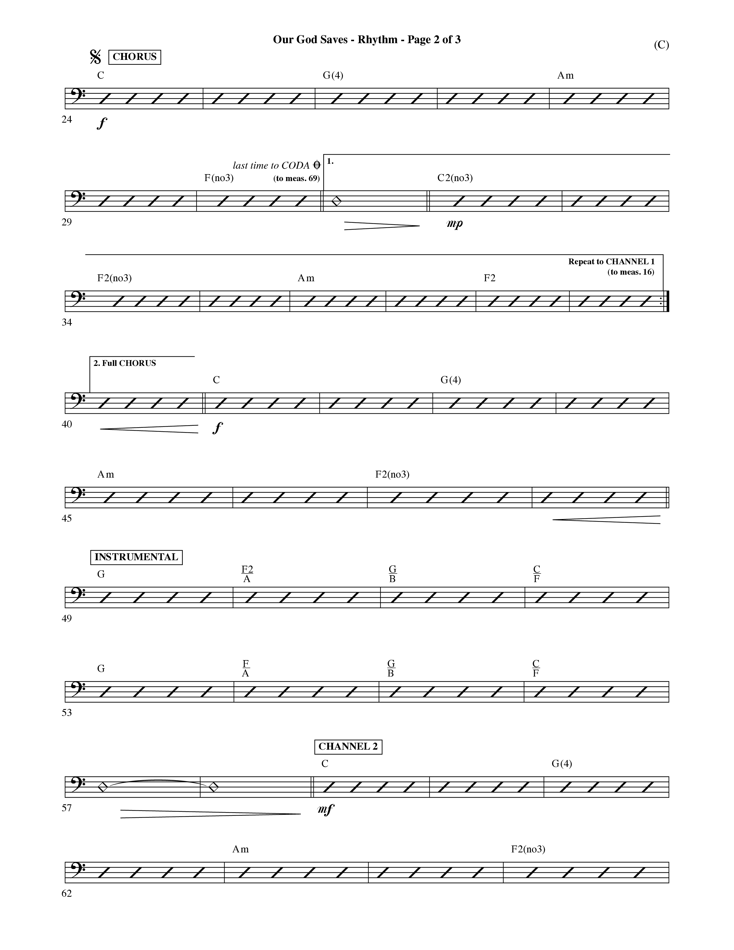 Our God Saves (Choral Anthem SATB) Rhythm Chart (Word Music Choral / Orch. Ric Domenico)