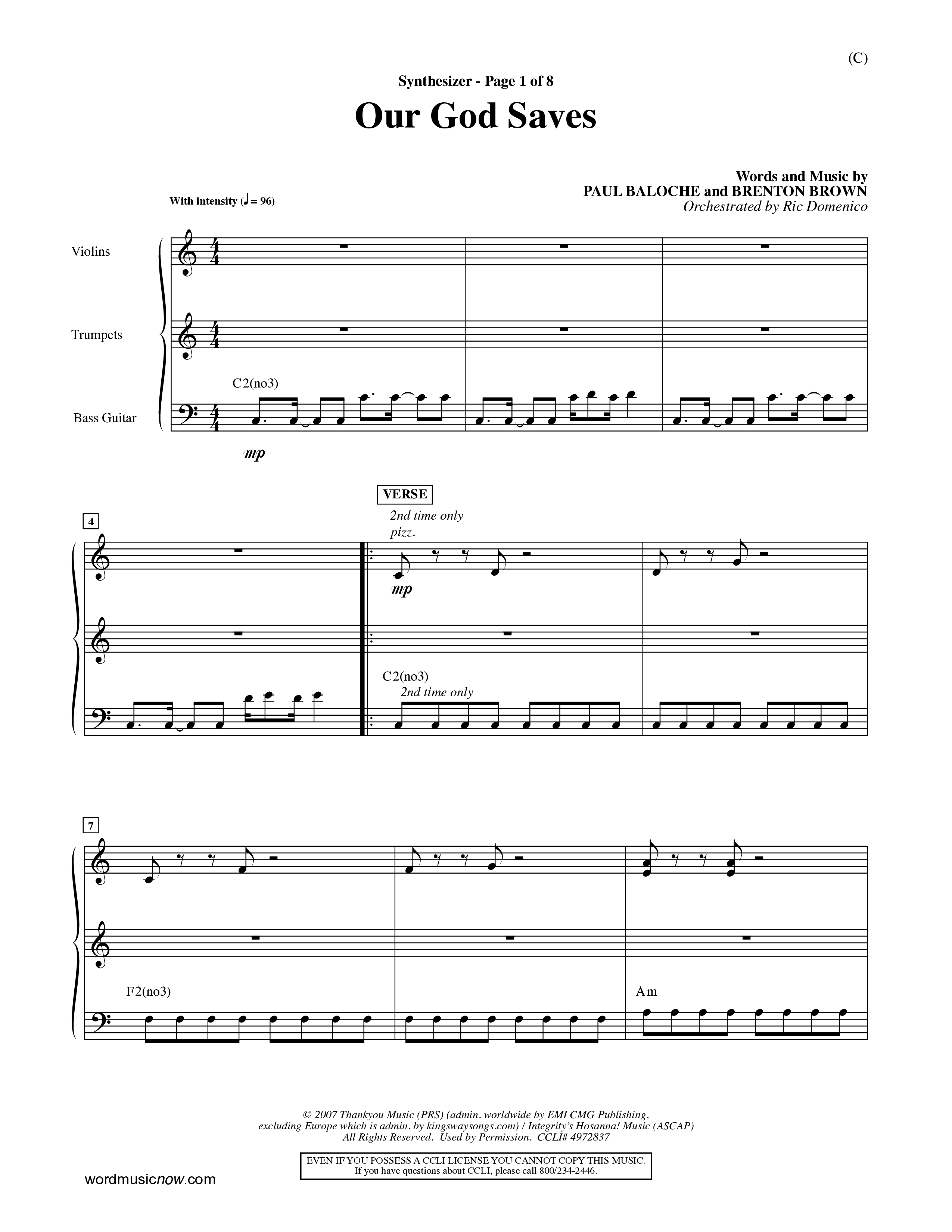 Our God Saves (Choral Anthem SATB) Synth (Word Music Choral / Orch. Ric Domenico)