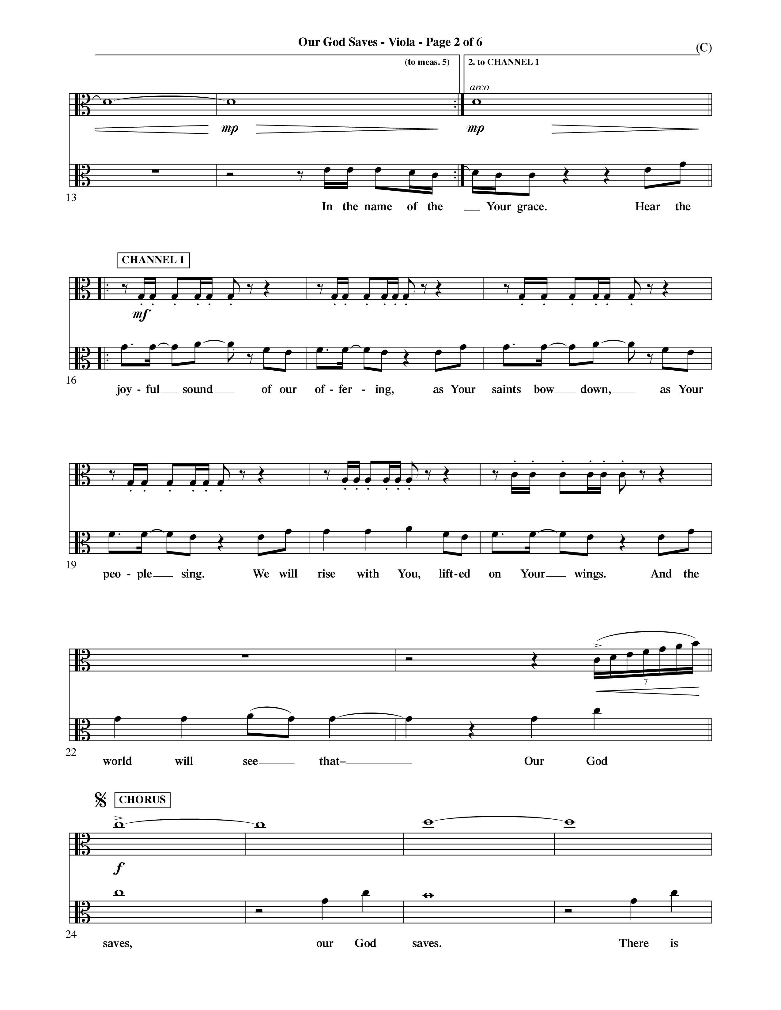 Our God Saves (Choral Anthem SATB) Viola (Word Music Choral / Orch. Ric Domenico)