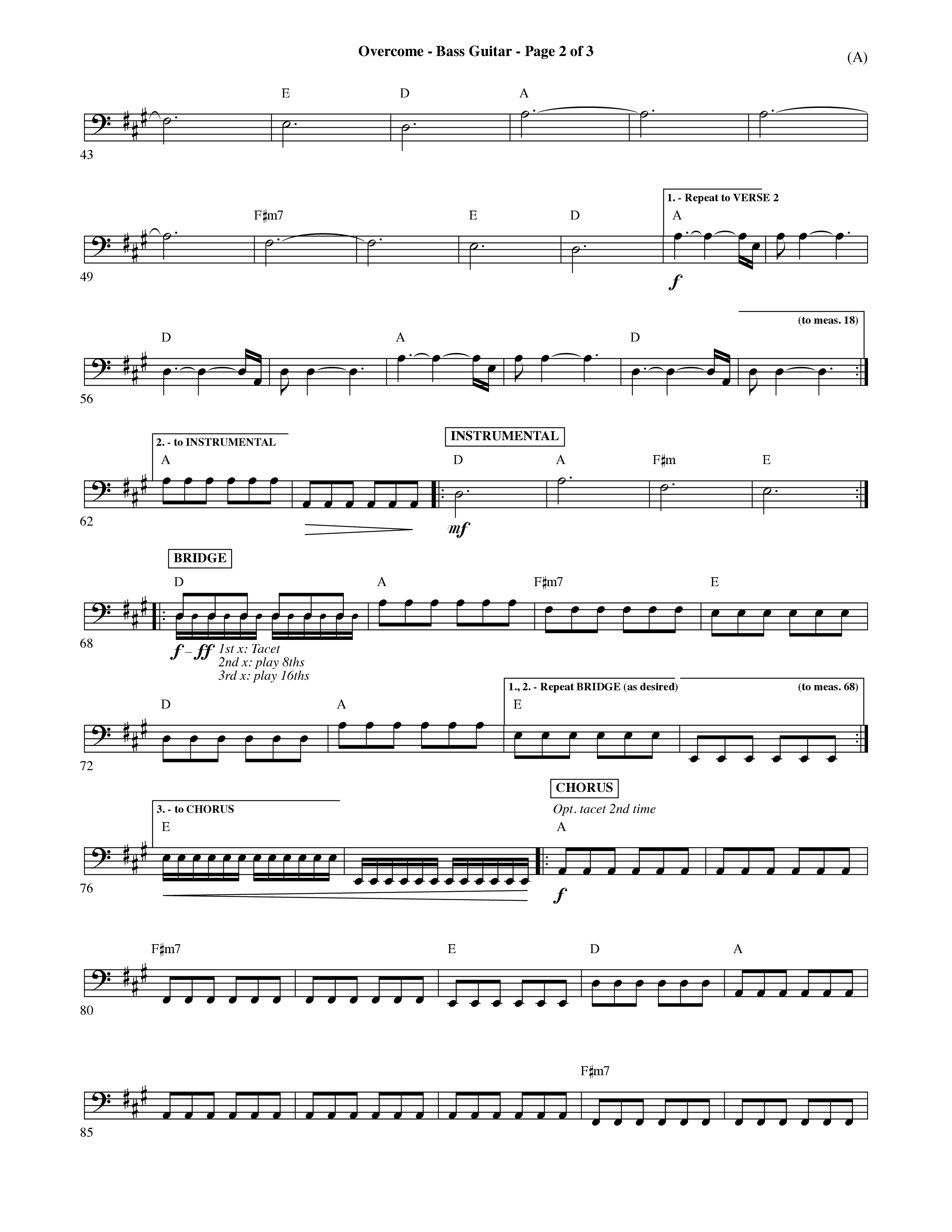 Overcome (Choral Anthem SATB) Bass Guitar (Word Music Choral / Orch. David Shipps)