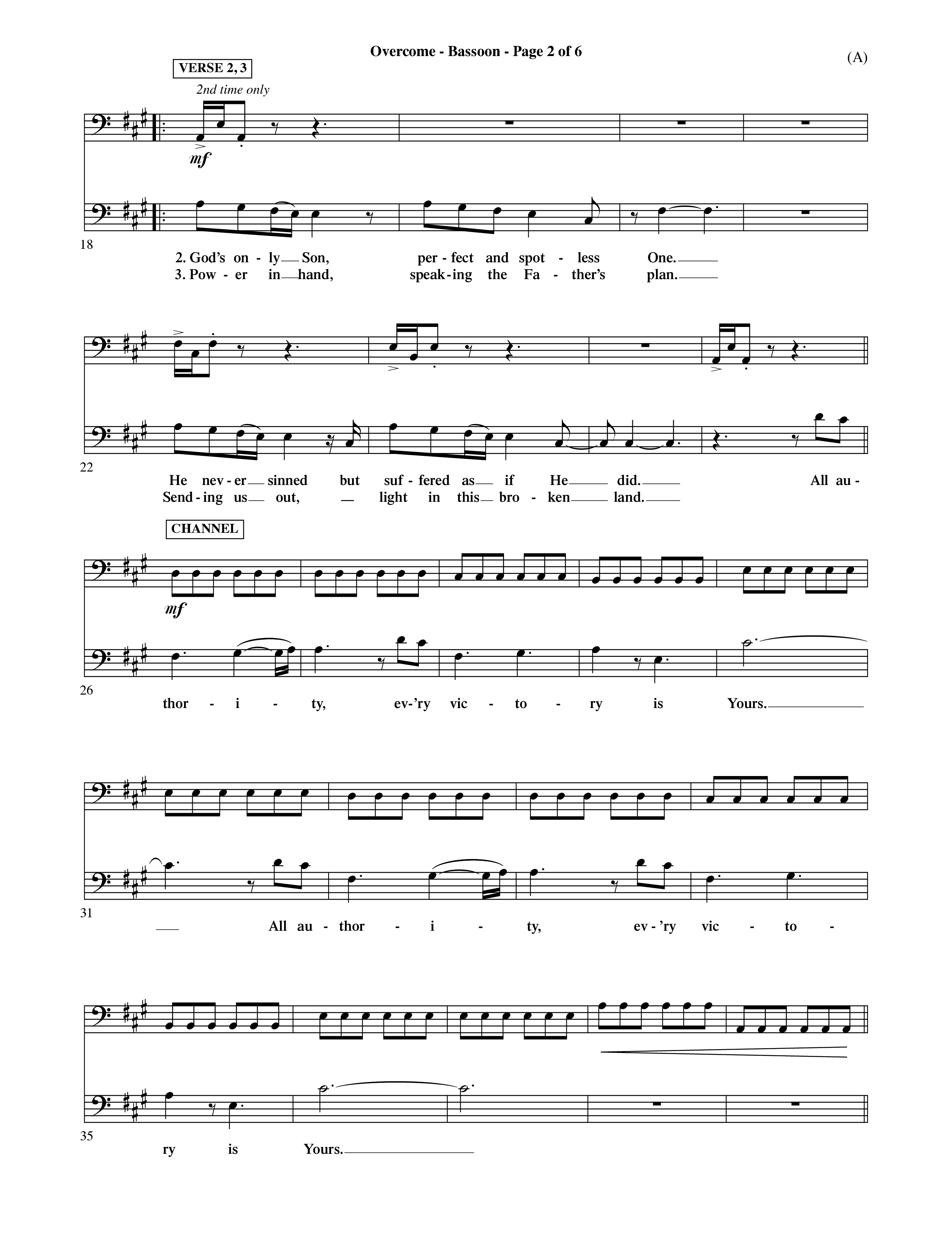 Overcome (Choral Anthem SATB) Bassoon (Word Music Choral / Orch. David Shipps)