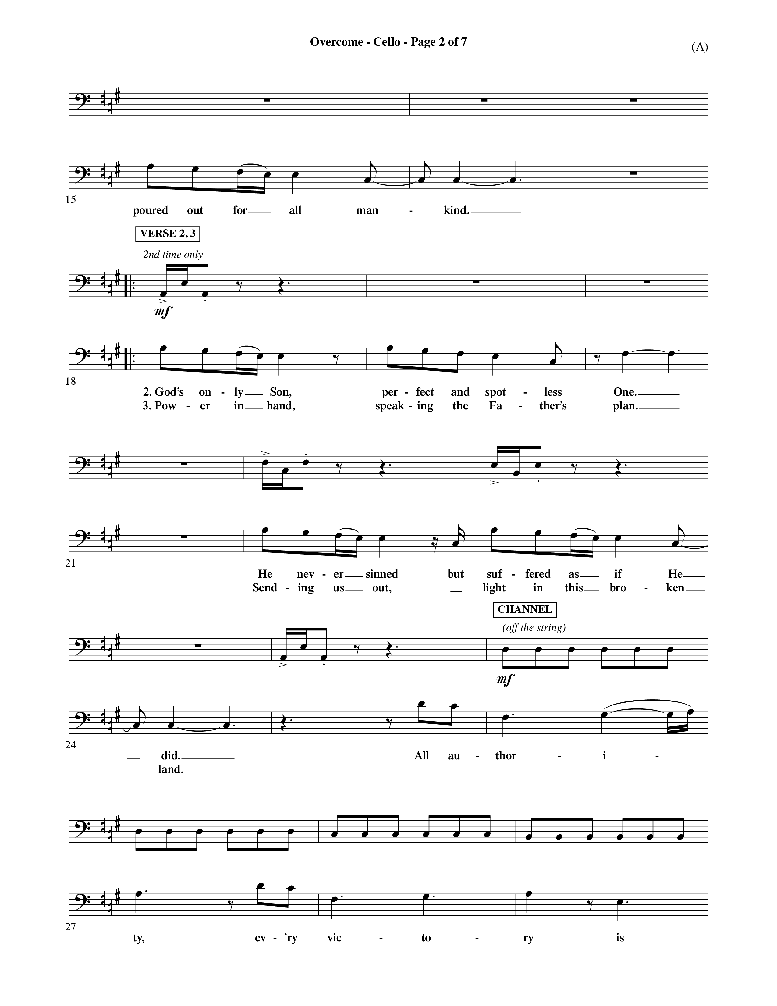 Overcome (Choral Anthem SATB) Cello (Word Music Choral / Orch. David Shipps)