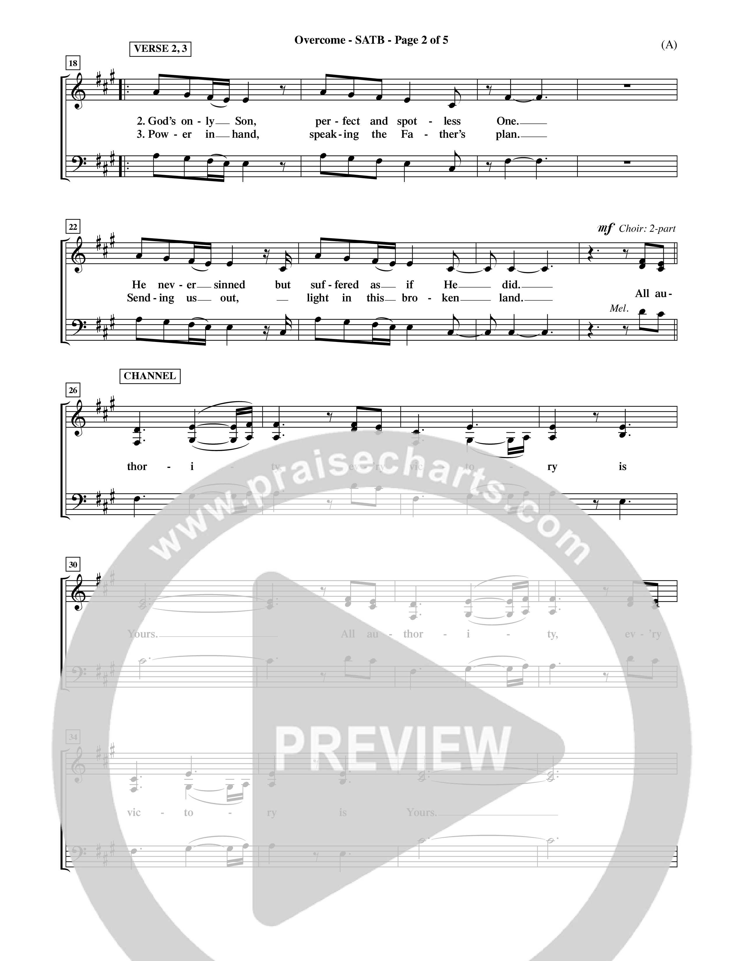 Overcome (Choral Anthem SATB) Choir Sheet (SATB) (Word Music Choral / Orch. David Shipps)
