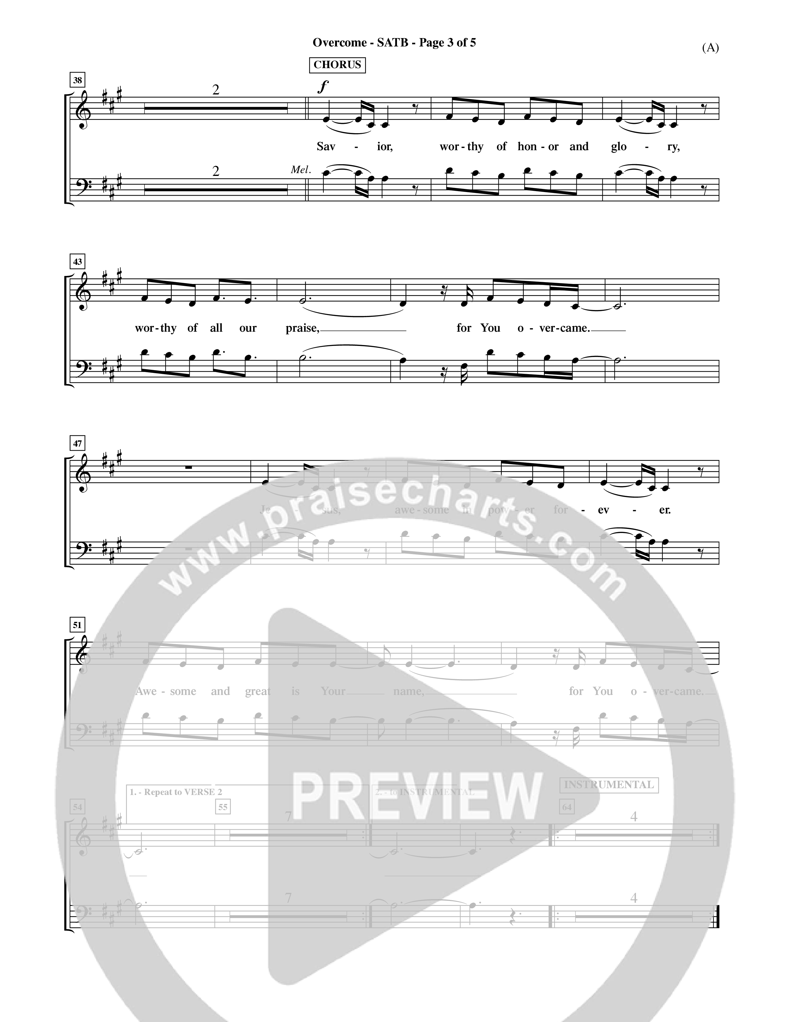 Overcome (Choral Anthem SATB) Choir Sheet (SATB) (Word Music Choral / Orch. David Shipps)