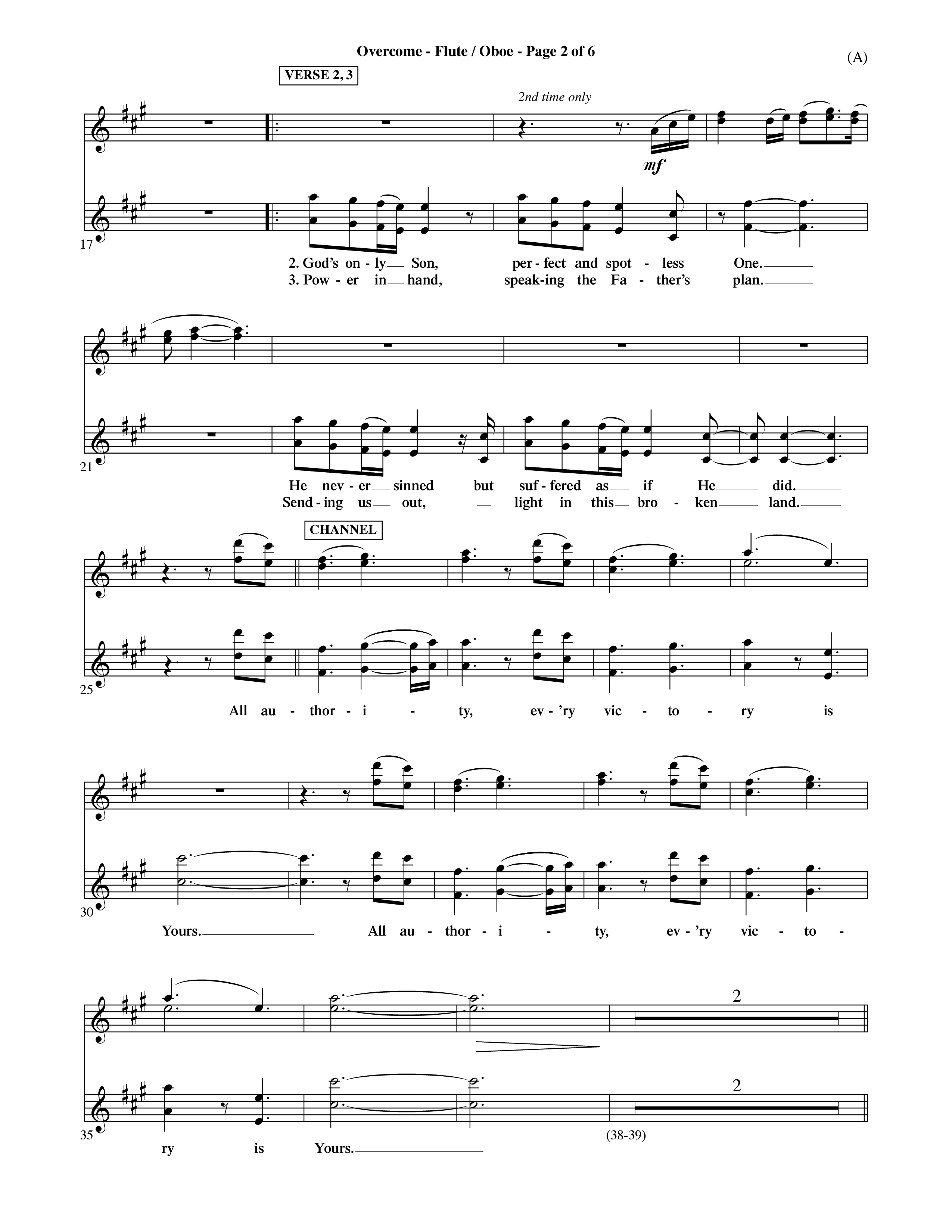Overcome (Choral Anthem SATB) Flute/Oboe (Word Music Choral / Orch. David Shipps)