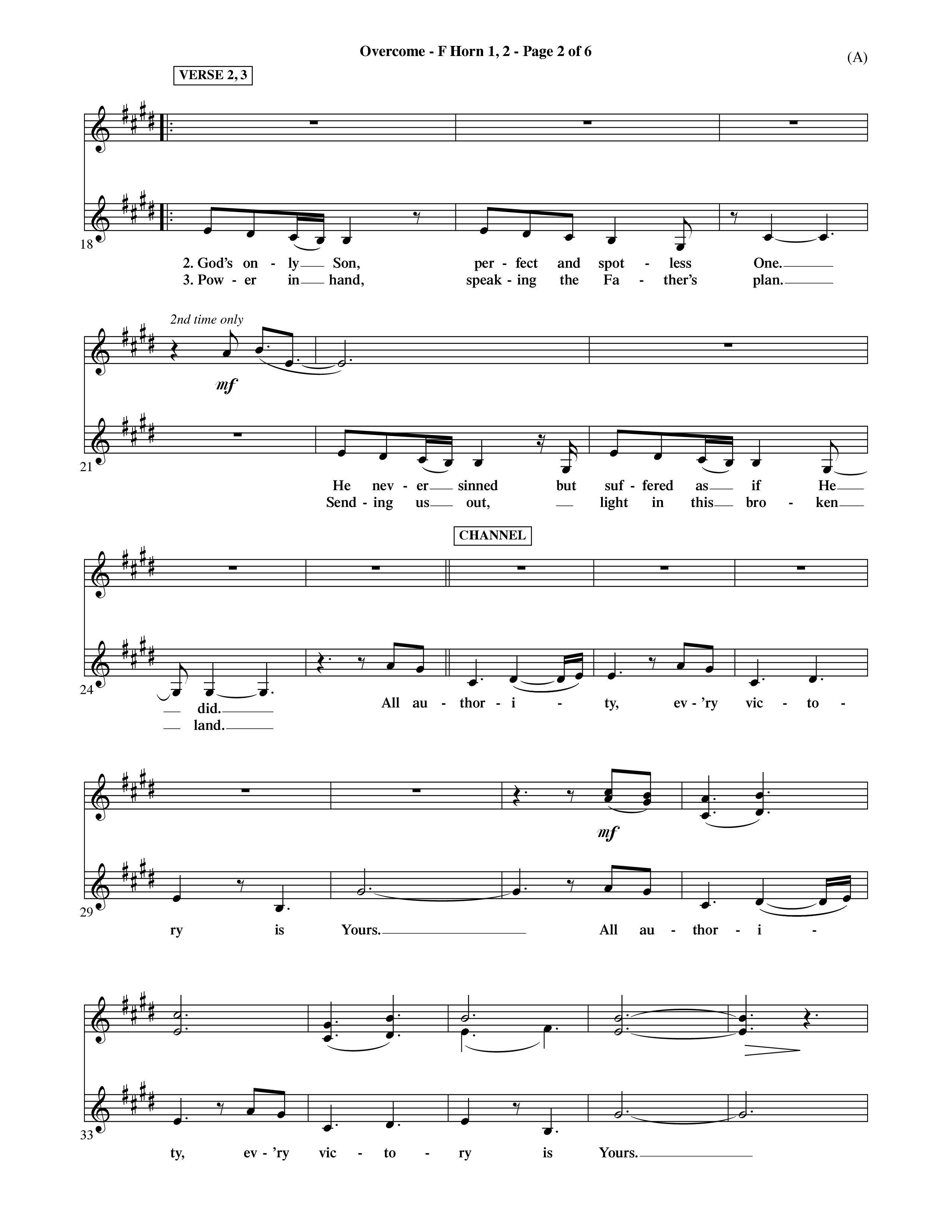 Overcome (Choral Anthem SATB) French Horn (Word Music Choral / Orch. David Shipps)