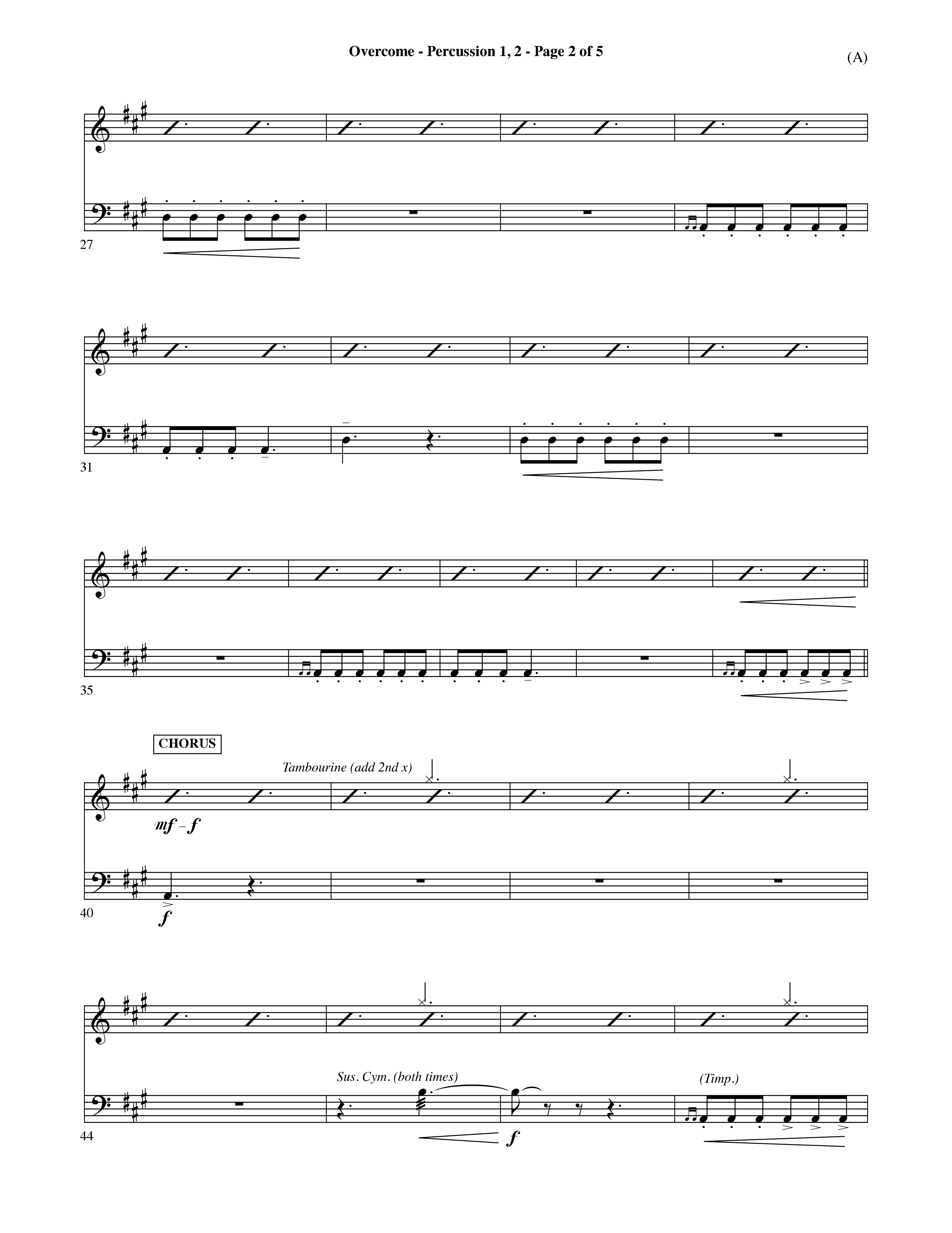 Overcome (Choral Anthem SATB) Percussion 1/2 (Word Music Choral / Orch. David Shipps)