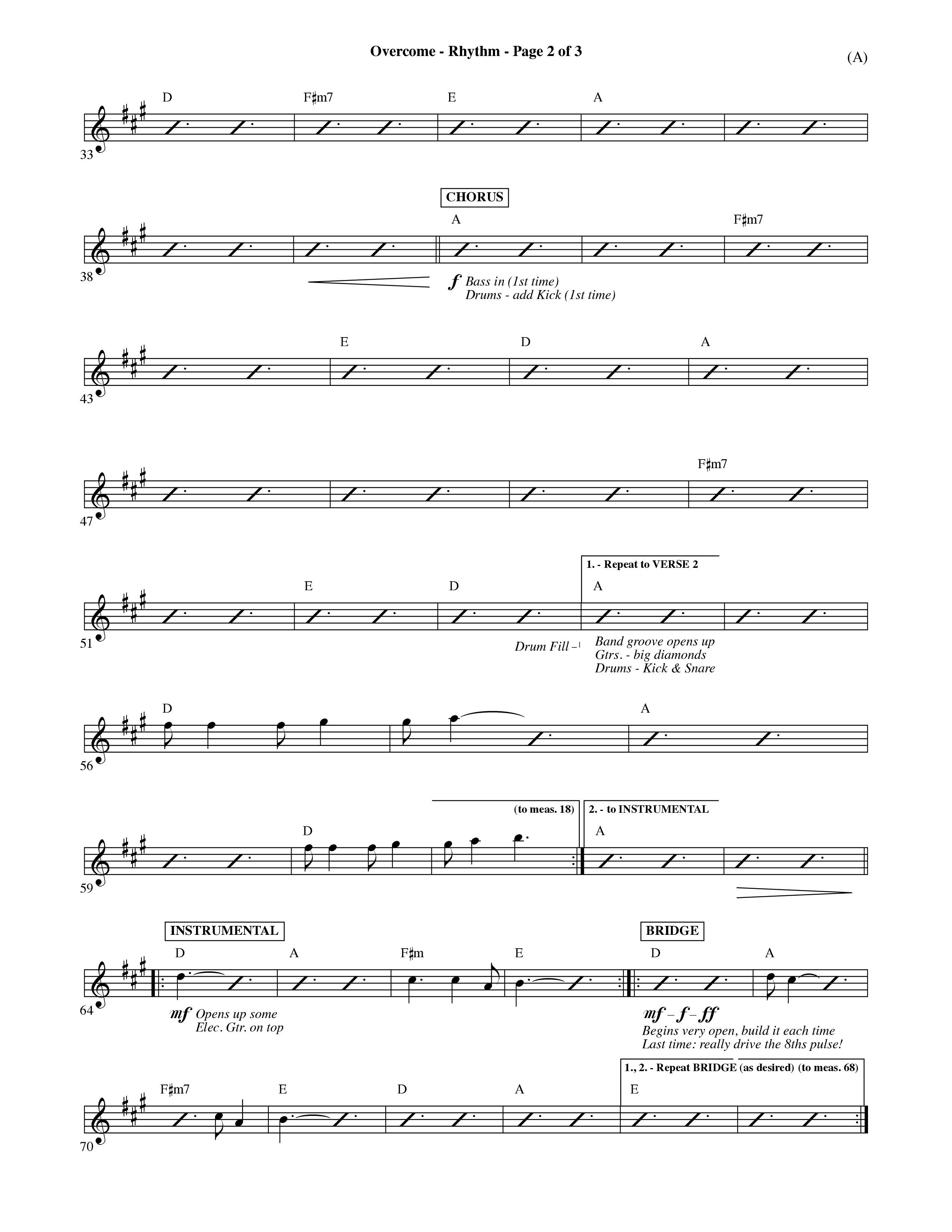 Overcome (Choral Anthem SATB) Rhythm Chart (Word Music Choral / Orch. David Shipps)