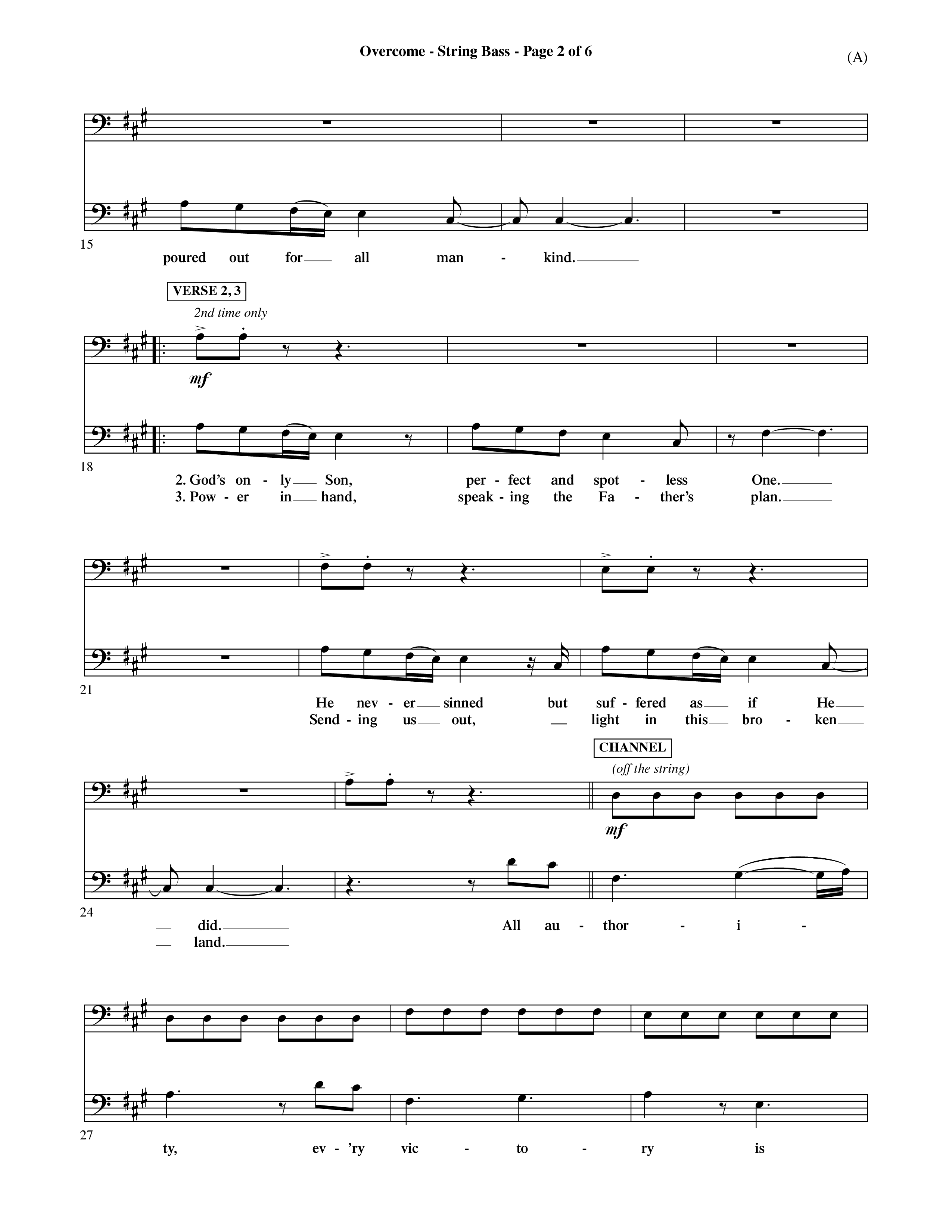 Overcome (Choral Anthem SATB) String Bass (Word Music Choral / Orch. David Shipps)