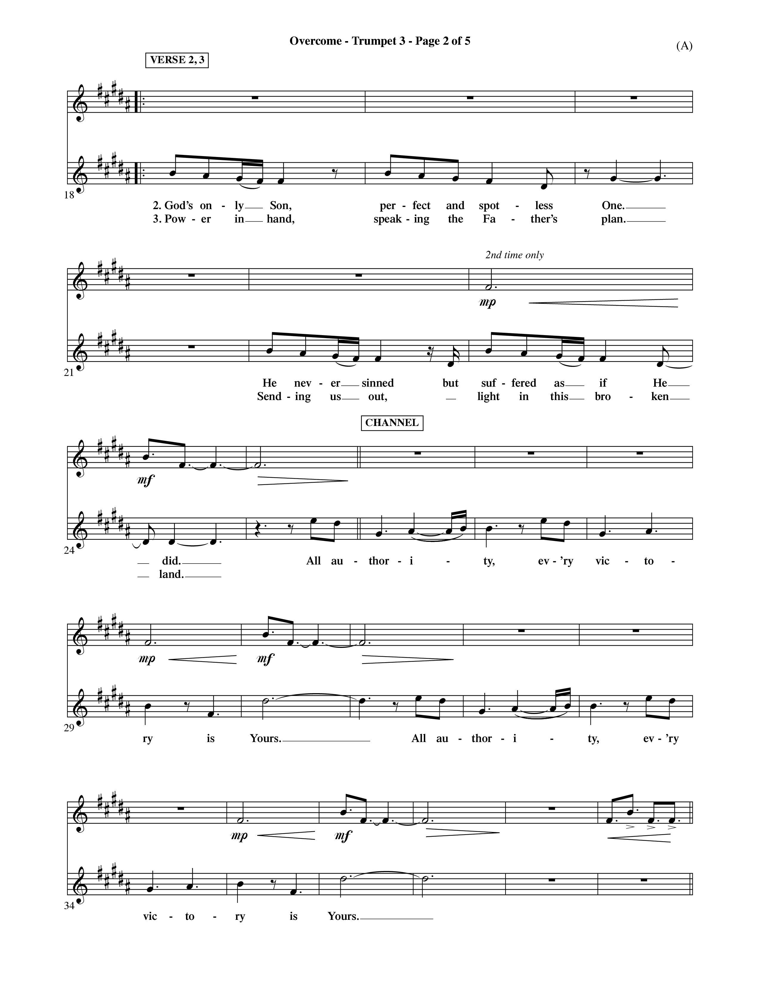 Overcome (Choral Anthem SATB) Trumpet 3 (Word Music Choral / Orch. David Shipps)