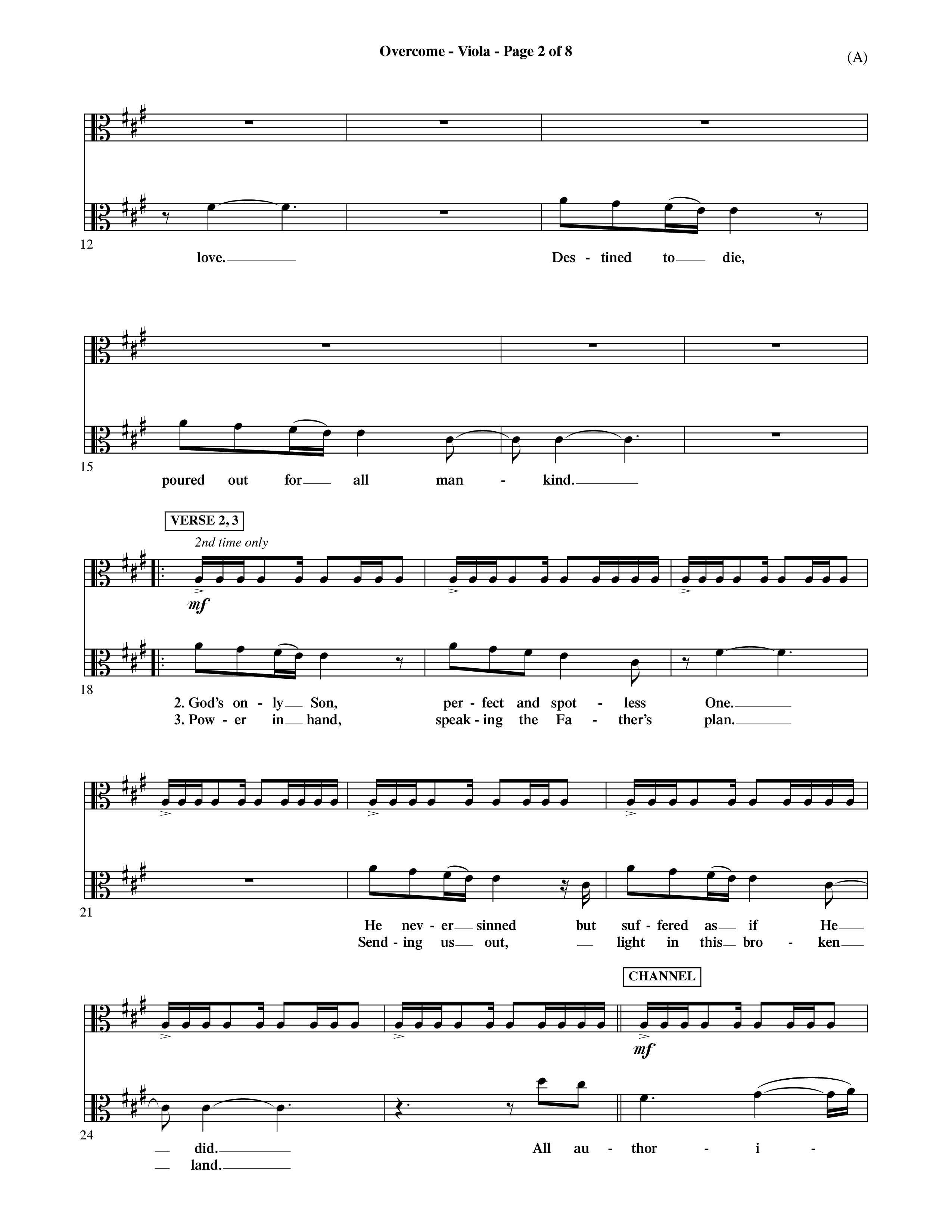 Overcome (Choral Anthem SATB) Viola (Word Music Choral / Orch. David Shipps)