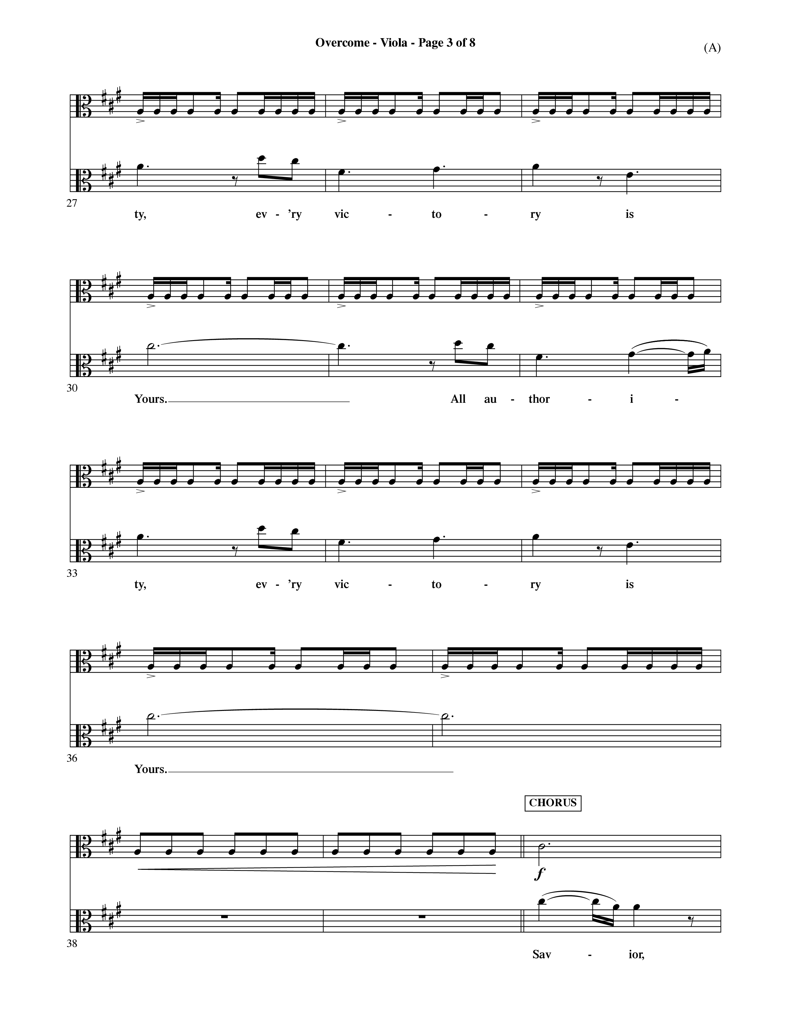 Overcome (Choral Anthem SATB) Viola (Word Music Choral / Orch. David Shipps)
