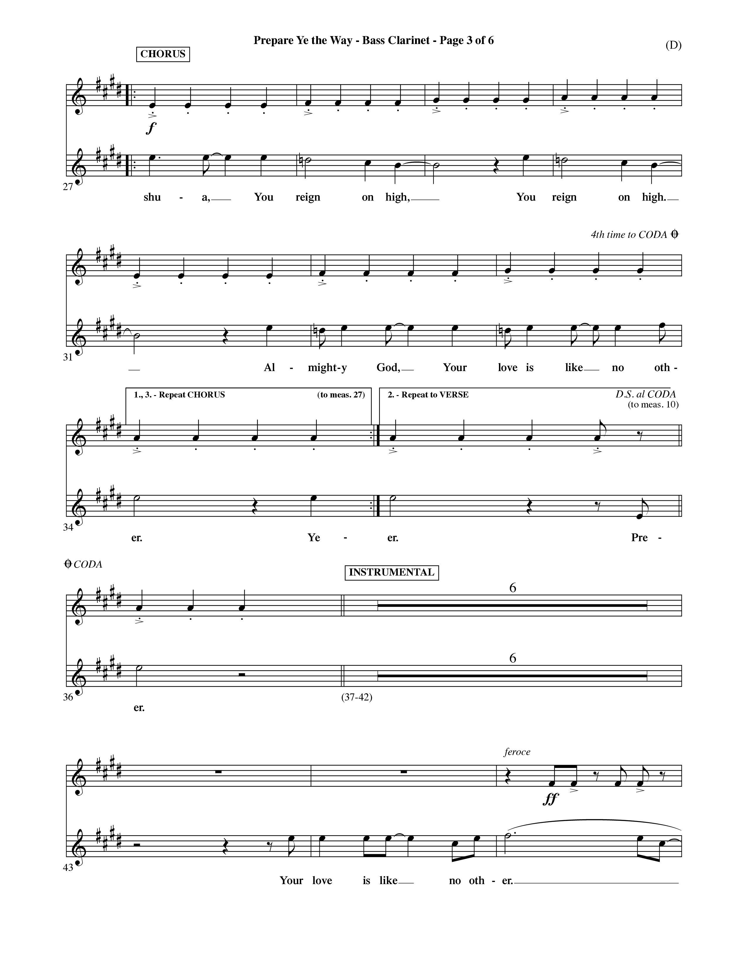 Prepare Ye The Way (Choral Anthem SATB) Bass Clarinet (Word Music Choral / Orch. David Shipps)