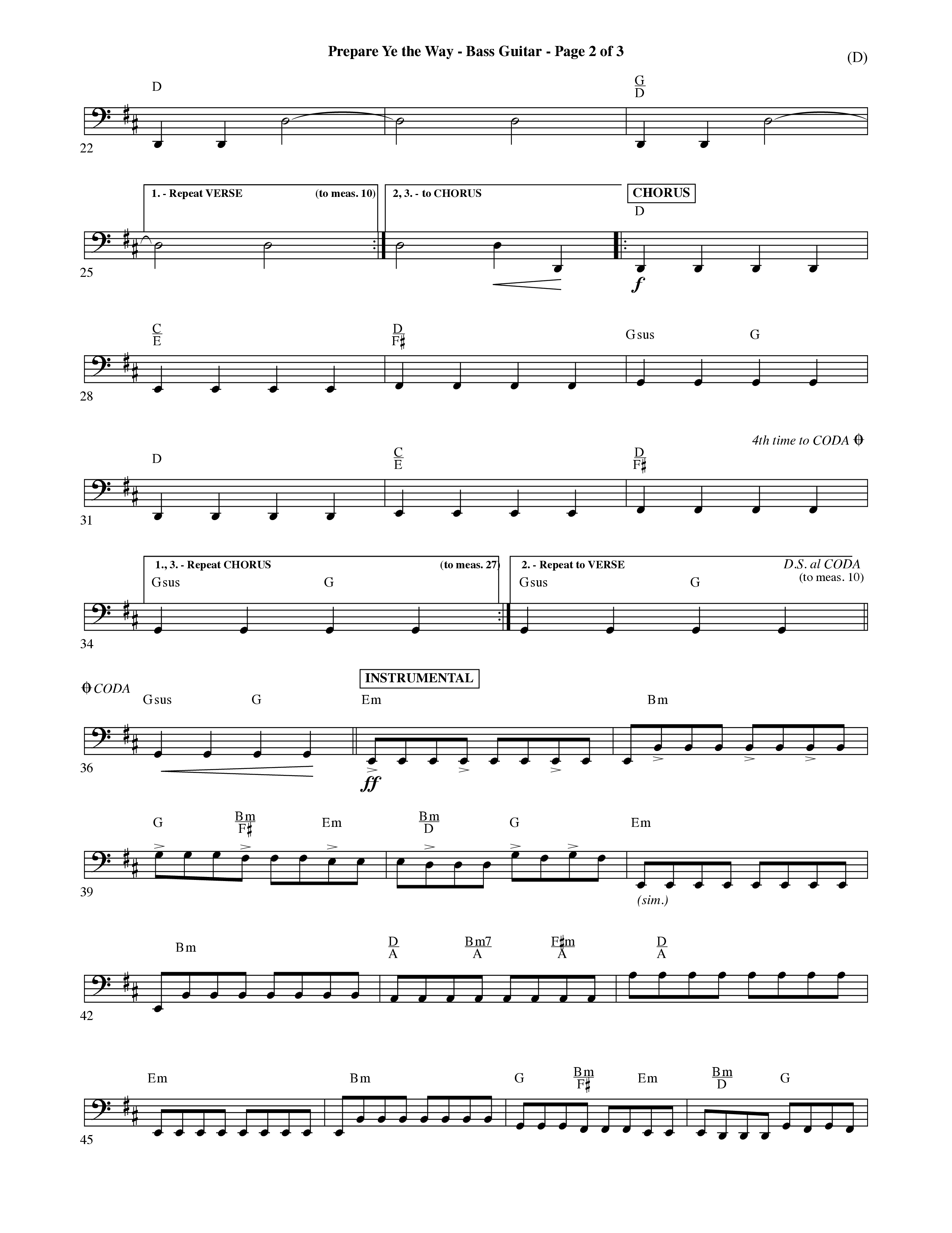 Prepare Ye The Way (Choral Anthem SATB) Bass Guitar (Word Music Choral / Orch. David Shipps)