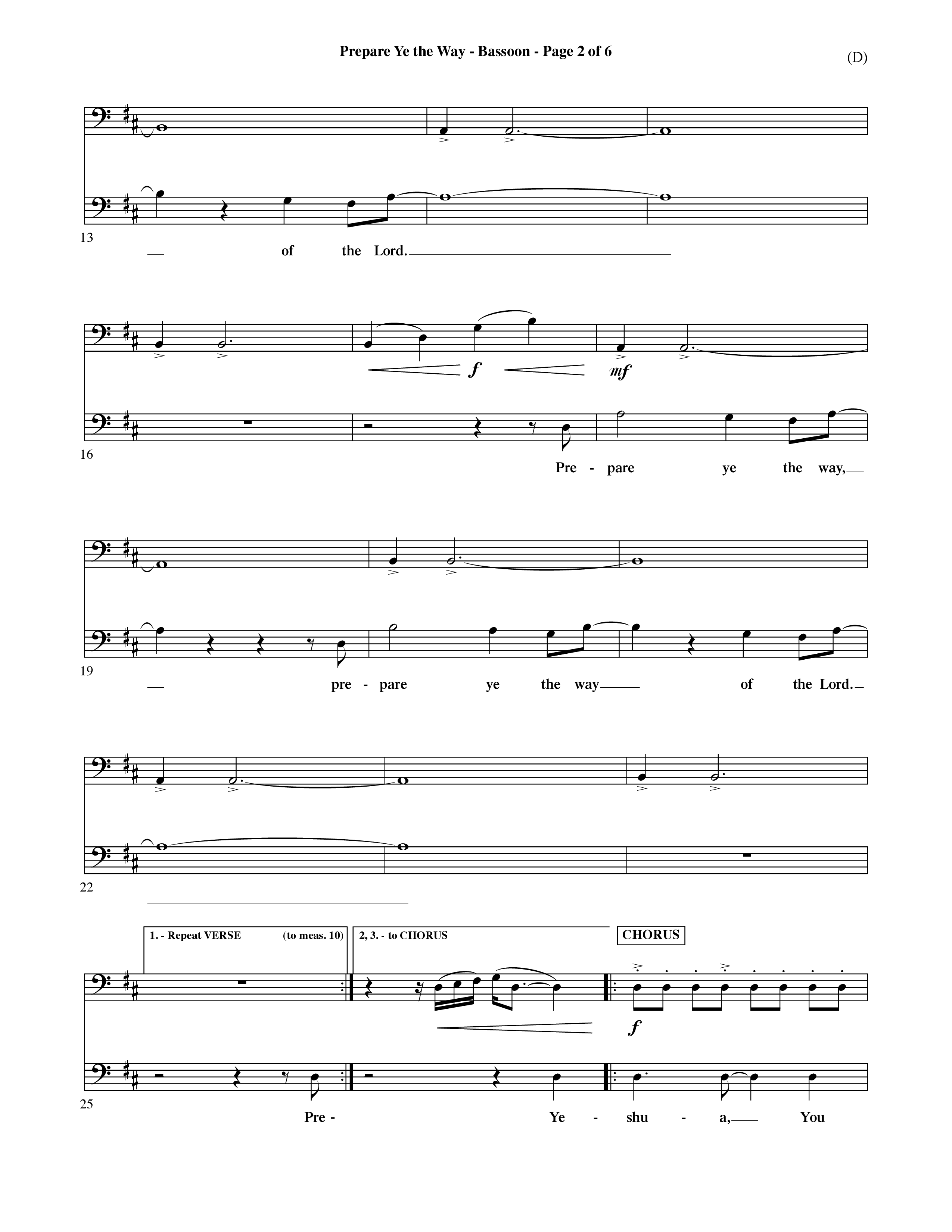 Prepare Ye The Way (Choral Anthem SATB) Bassoon (Word Music Choral / Orch. David Shipps)