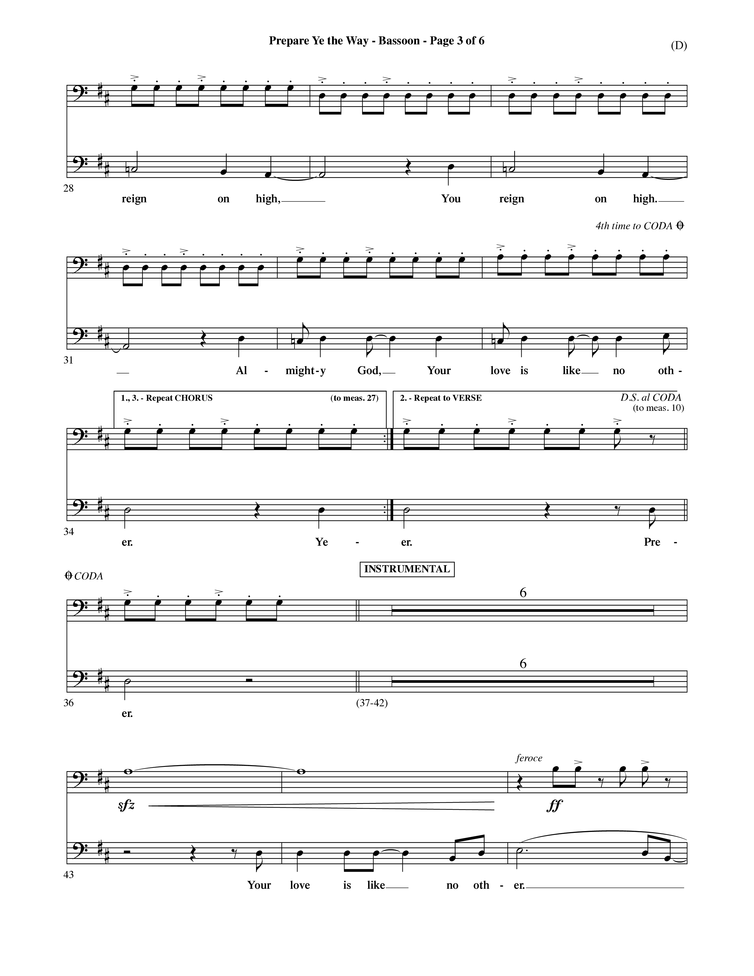 Prepare Ye The Way (Choral Anthem SATB) Bassoon (Word Music Choral / Orch. David Shipps)