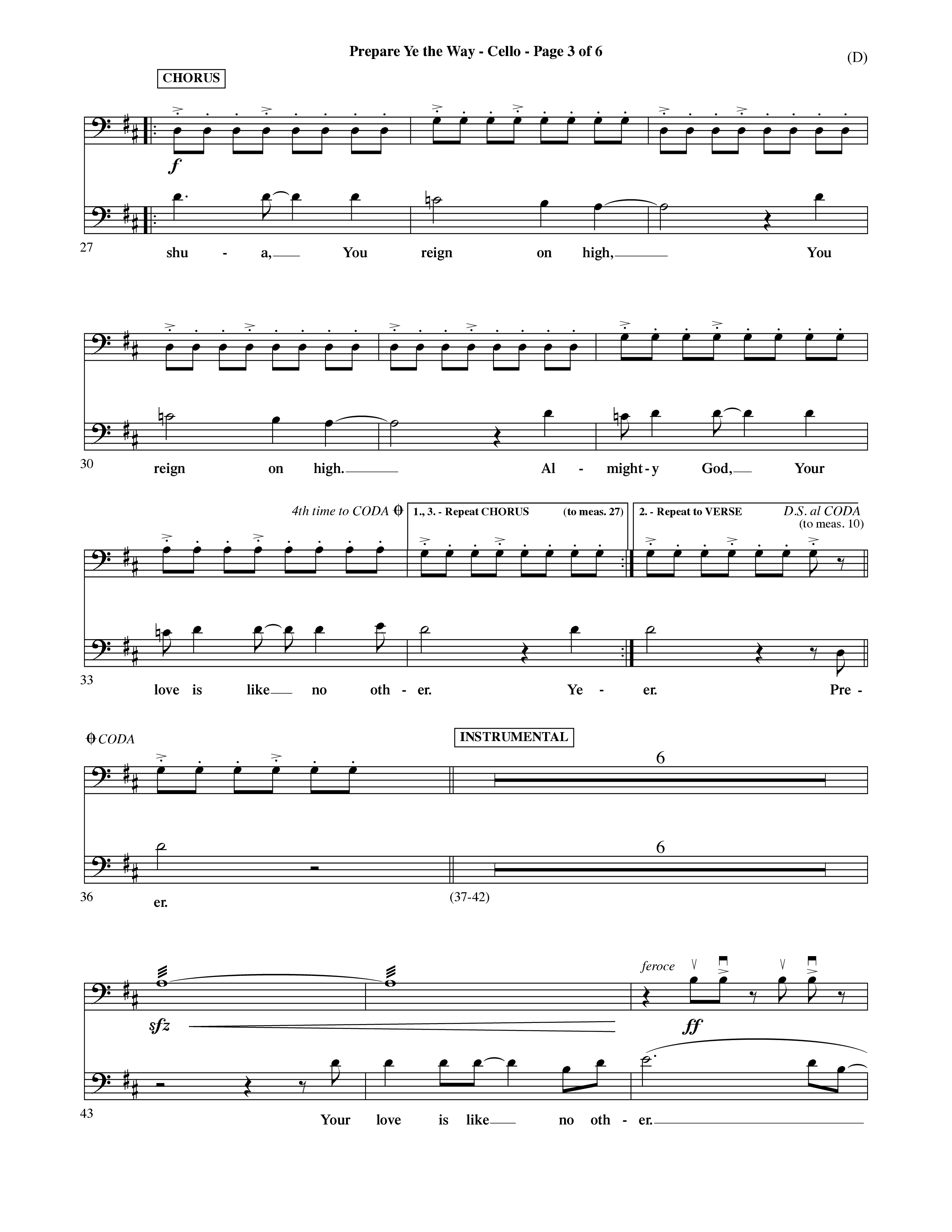 Prepare Ye The Way (Choral Anthem SATB) Cello (Word Music Choral / Orch. David Shipps)