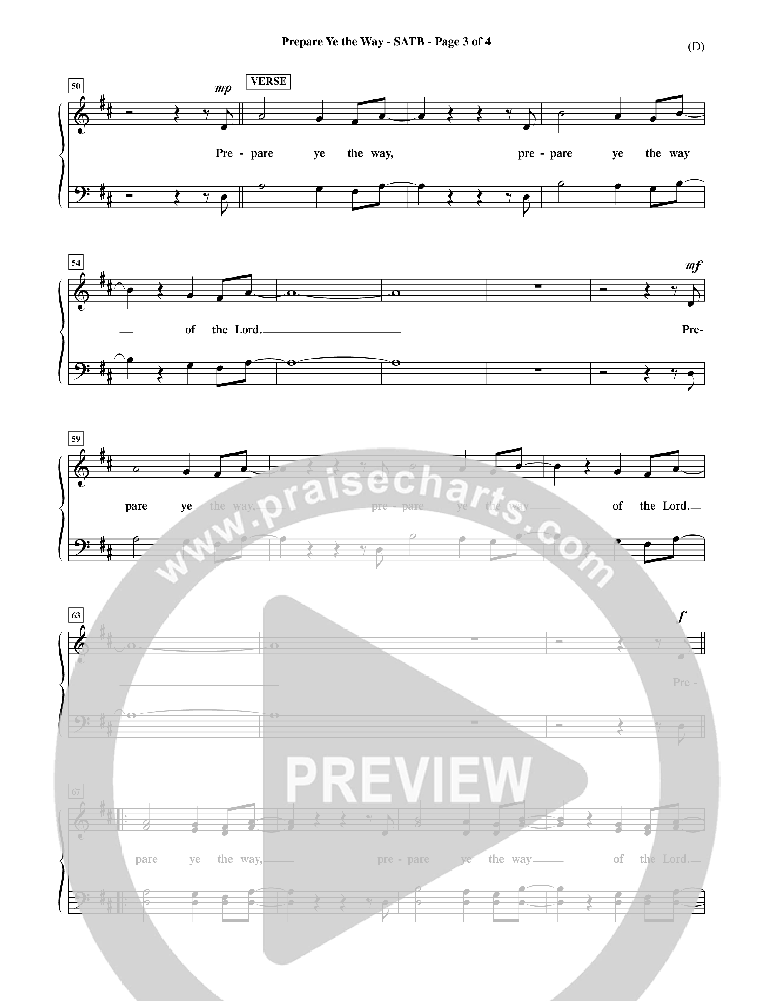 Prepare Ye The Way (Choral Anthem SATB) Choir Sheet (SATB) (Word Music Choral / Orch. David Shipps)