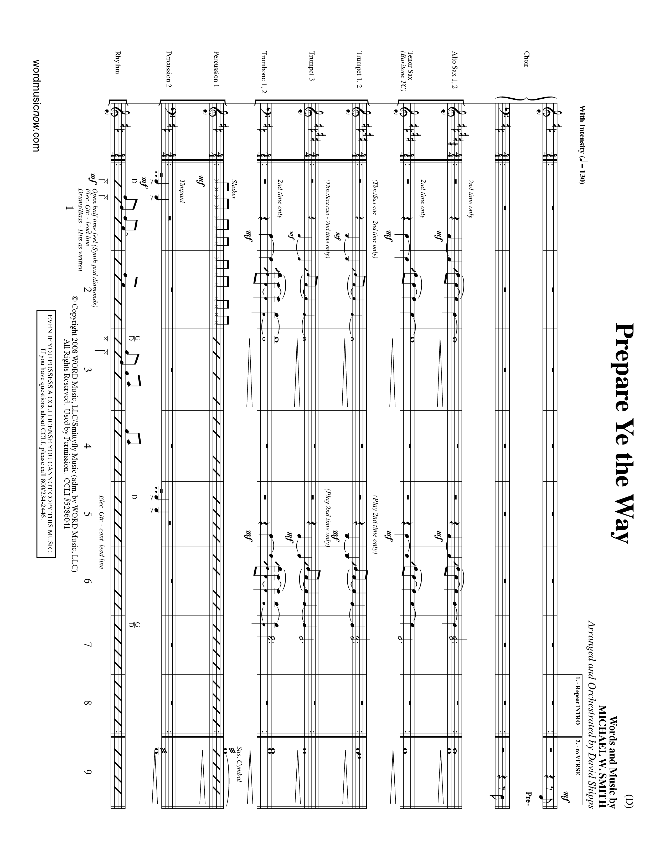 Prepare Ye The Way (Choral Anthem SATB) PraiseBand (incl. Brass) (Word Music Choral / Orch. David Shipps)