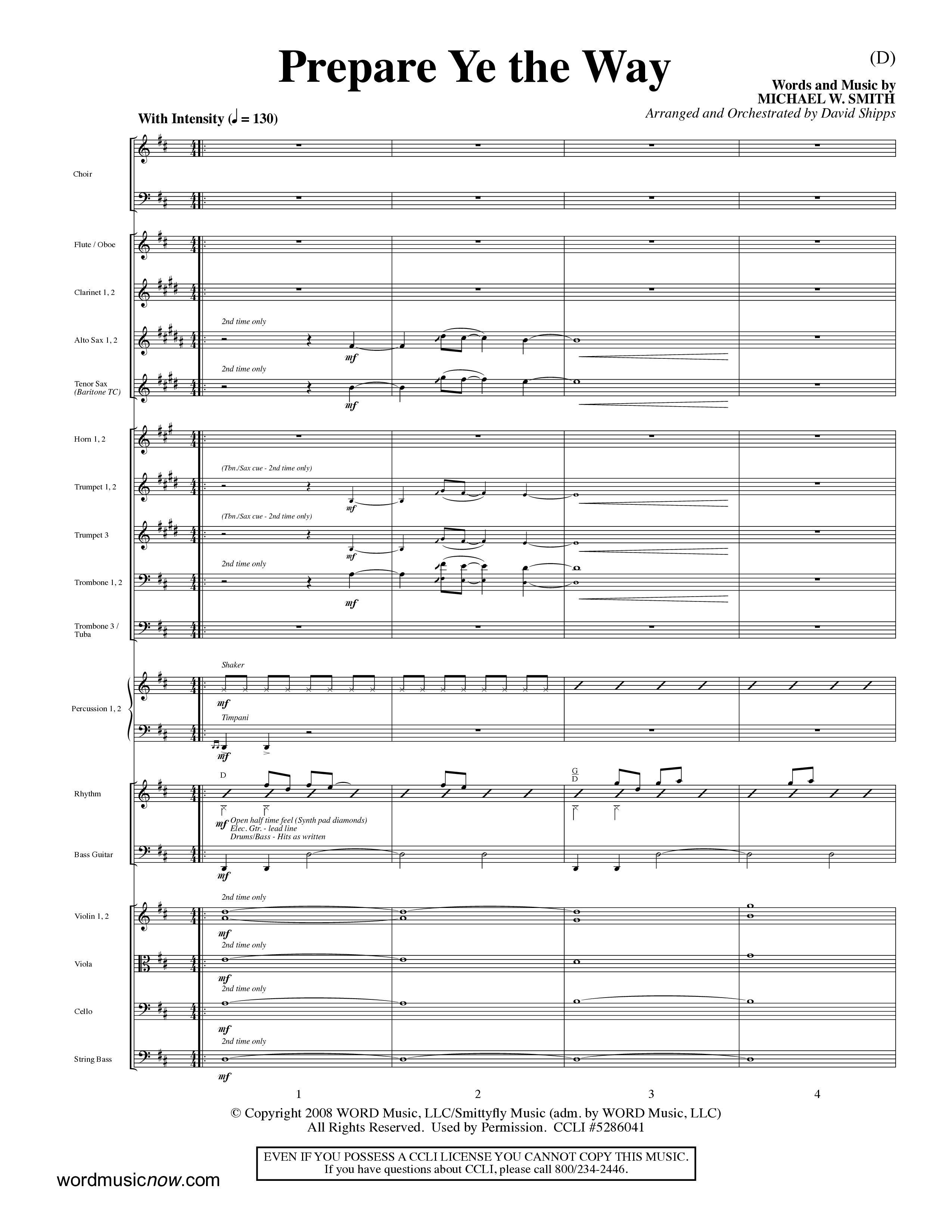 Prepare Ye The Way (Choral Anthem SATB) Orchestration (Word Music Choral / Orch. David Shipps)