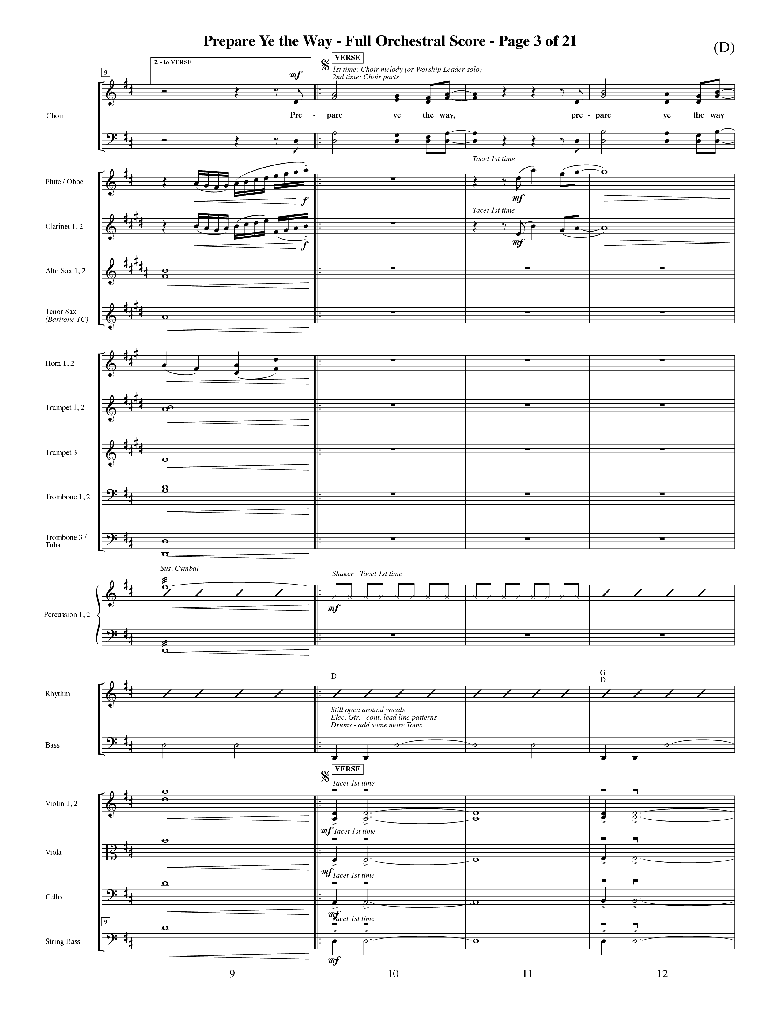 Prepare Ye The Way (Choral Anthem SATB) Orchestration (Word Music Choral / Orch. David Shipps)